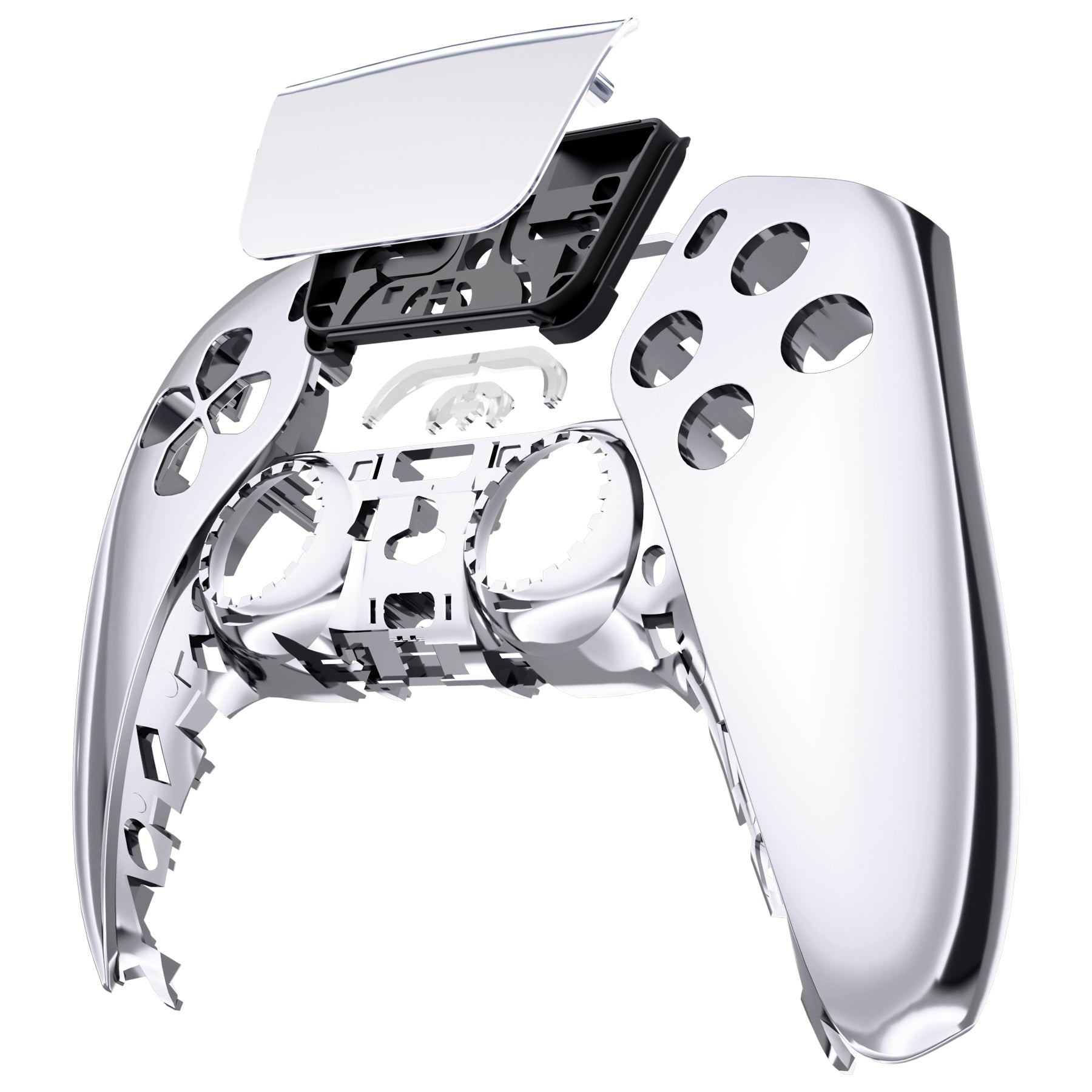 eXtremeRate Replacement Front Housing Shell with Touchpad Compatible with PS5 Controller BDM-010/020/030/040/050 - Chrome Silver eXtremeRate