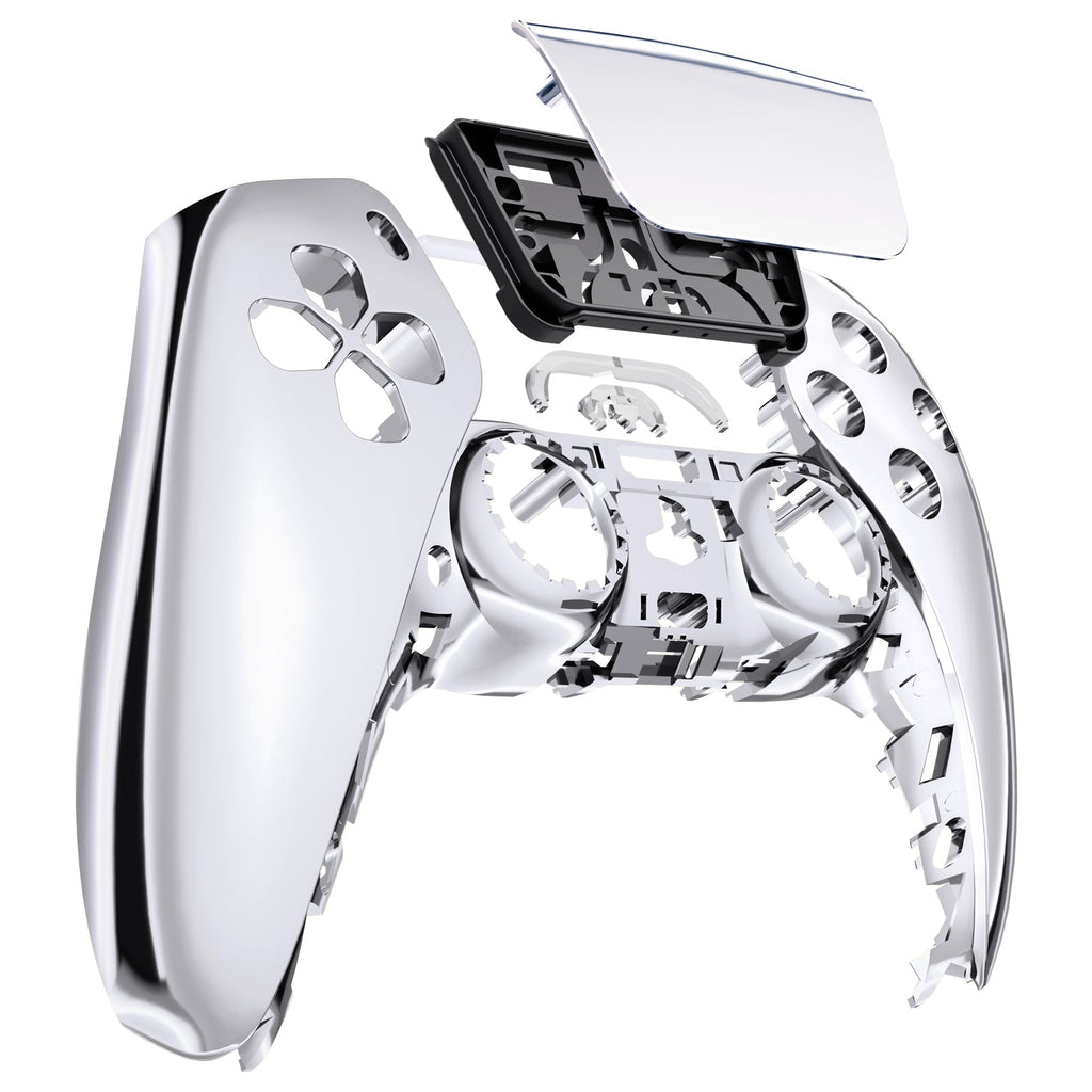 eXtremeRate Replacement Front Housing Shell with Touchpad Compatible with PS5 Controller BDM-010/020/030/040/050 - Chrome Silver eXtremeRate