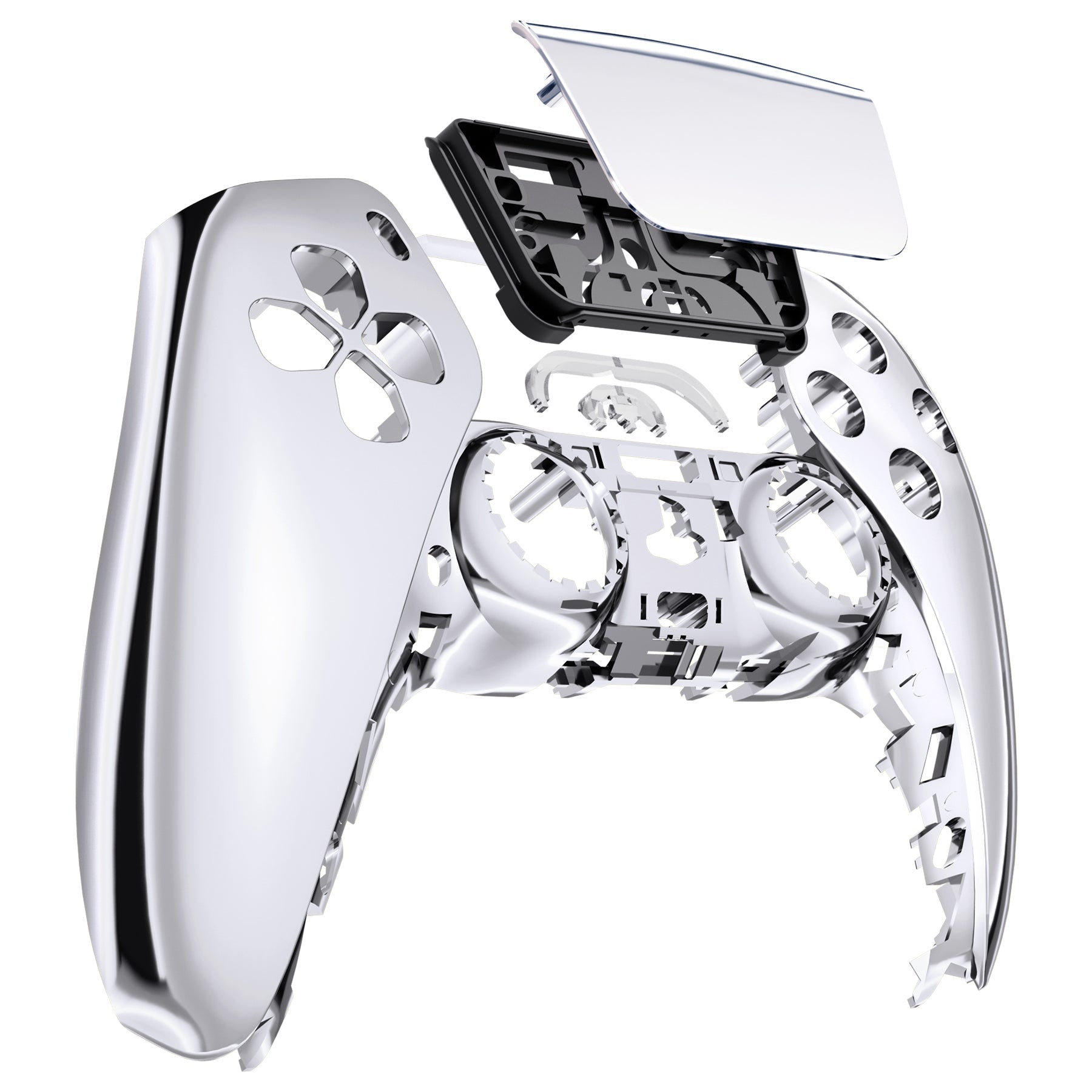 eXtremeRate Replacement Front Housing Shell with Touchpad Compatible with PS5 Controller BDM-010/020/030/040/050 - Chrome Silver eXtremeRate