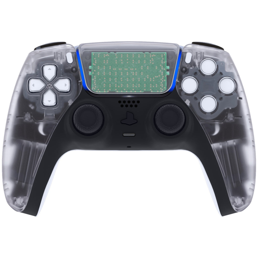 eXtremeRate Replacement Front Housing Shell with Touchpad Compatible with PS5 Controller BDM-010/020/030/040/050 - Clear eXtremeRate