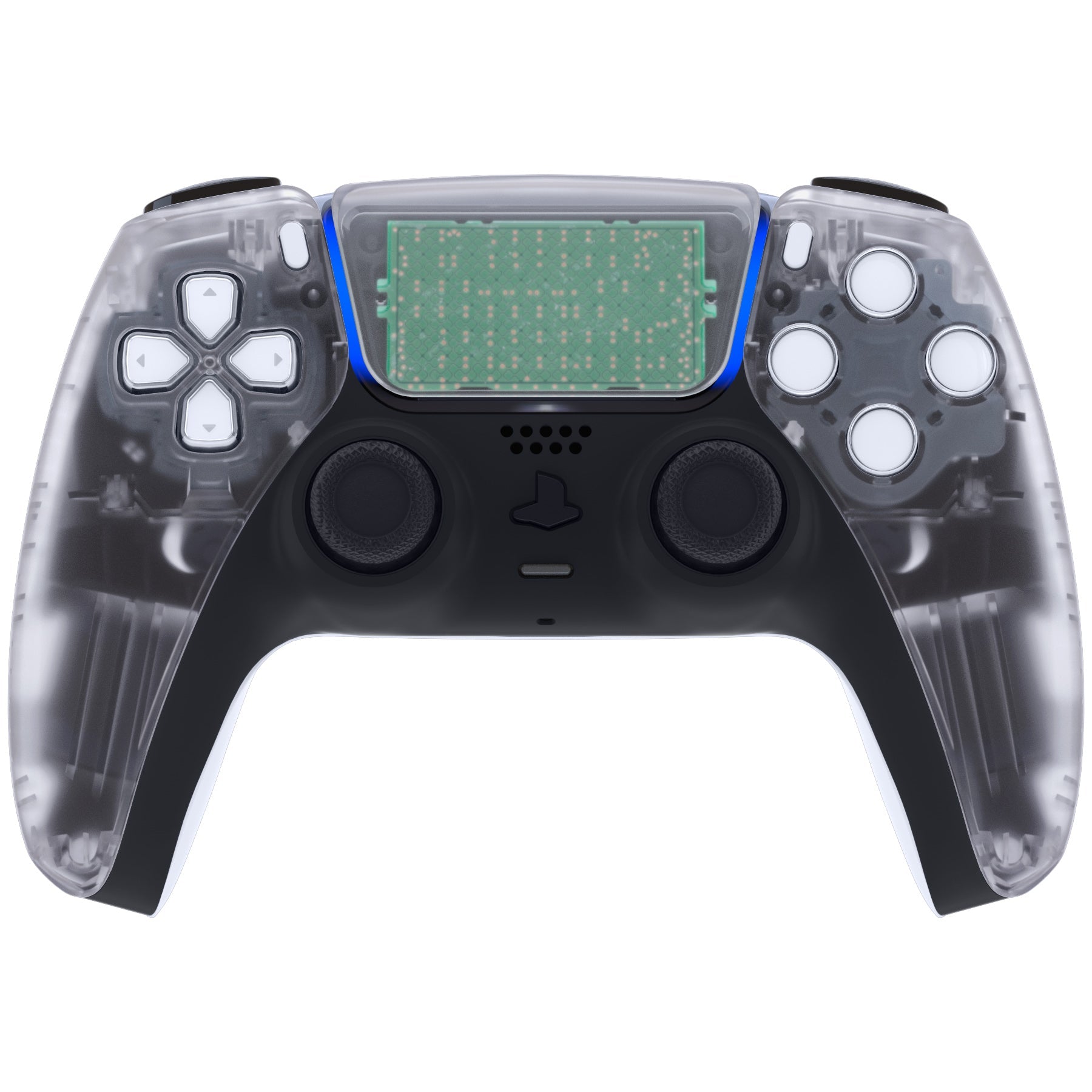 eXtremeRate Replacement Front Housing Shell with Touchpad Compatible with PS5 Controller BDM-010/020/030/040/050 - Clear eXtremeRate