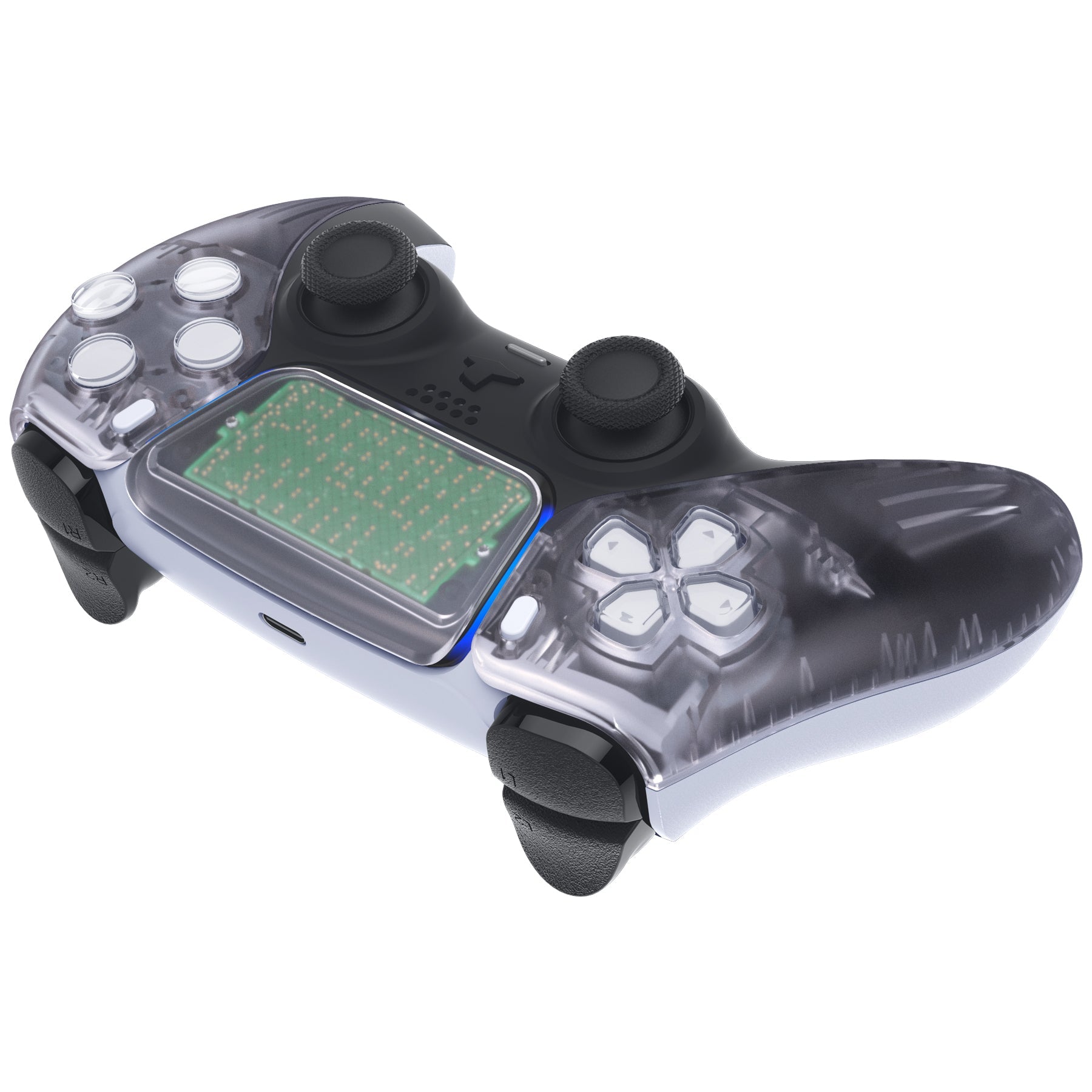 eXtremeRate Replacement Front Housing Shell with Touchpad Compatible with PS5 Controller BDM-010/020/030/040/050 - Clear eXtremeRate