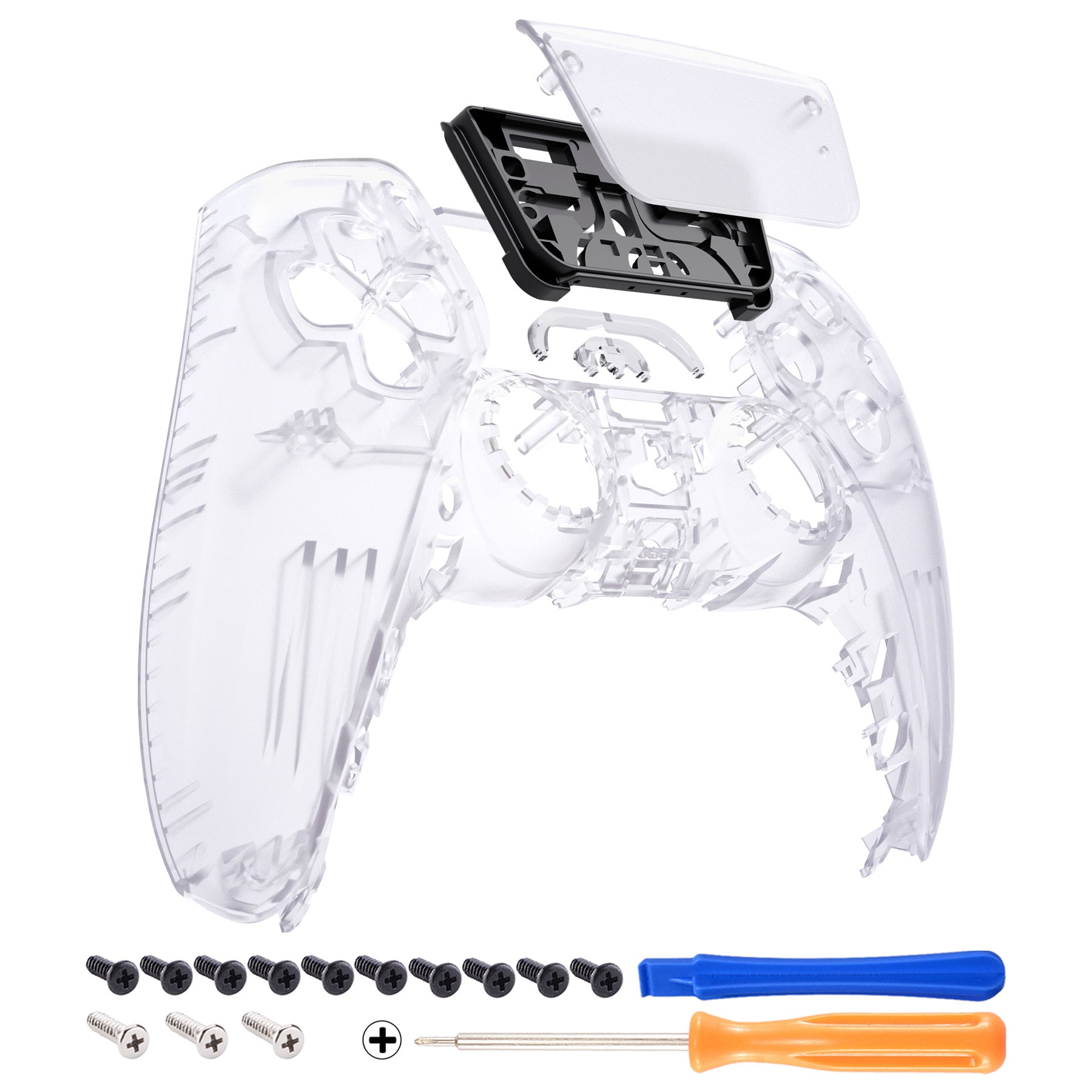 eXtremeRate Replacement Front Housing Shell with Touchpad Compatible with PS5 Controller BDM-010/020/030/040/050 - Clear eXtremeRate
