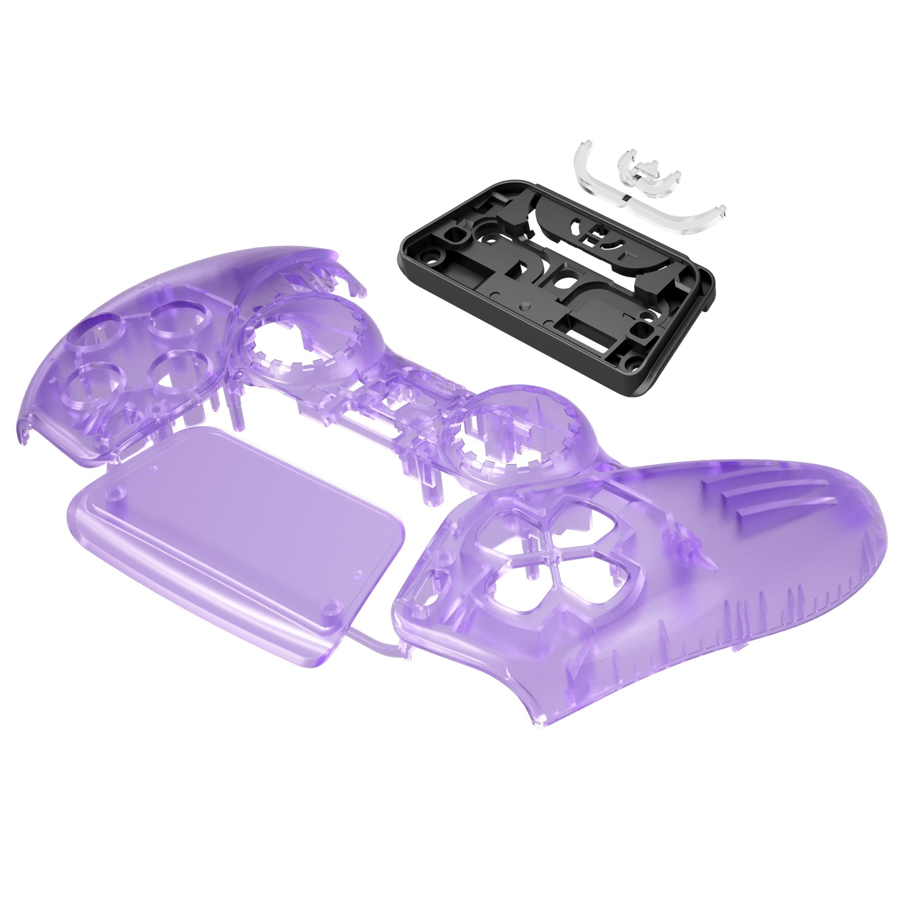 eXtremeRate Replacement Front Housing Shell with Touchpad Compatible with PS5 Controller BDM-010/020/030/040/050 - Clear Atomic Purple eXtremeRate