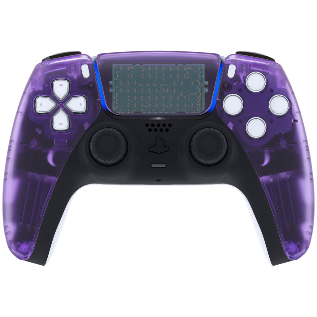 eXtremeRate Replacement Front Housing Shell with Touchpad Compatible with PS5 Controller BDM-010/020/030/040/050 - Clear Atomic Purple eXtremeRate