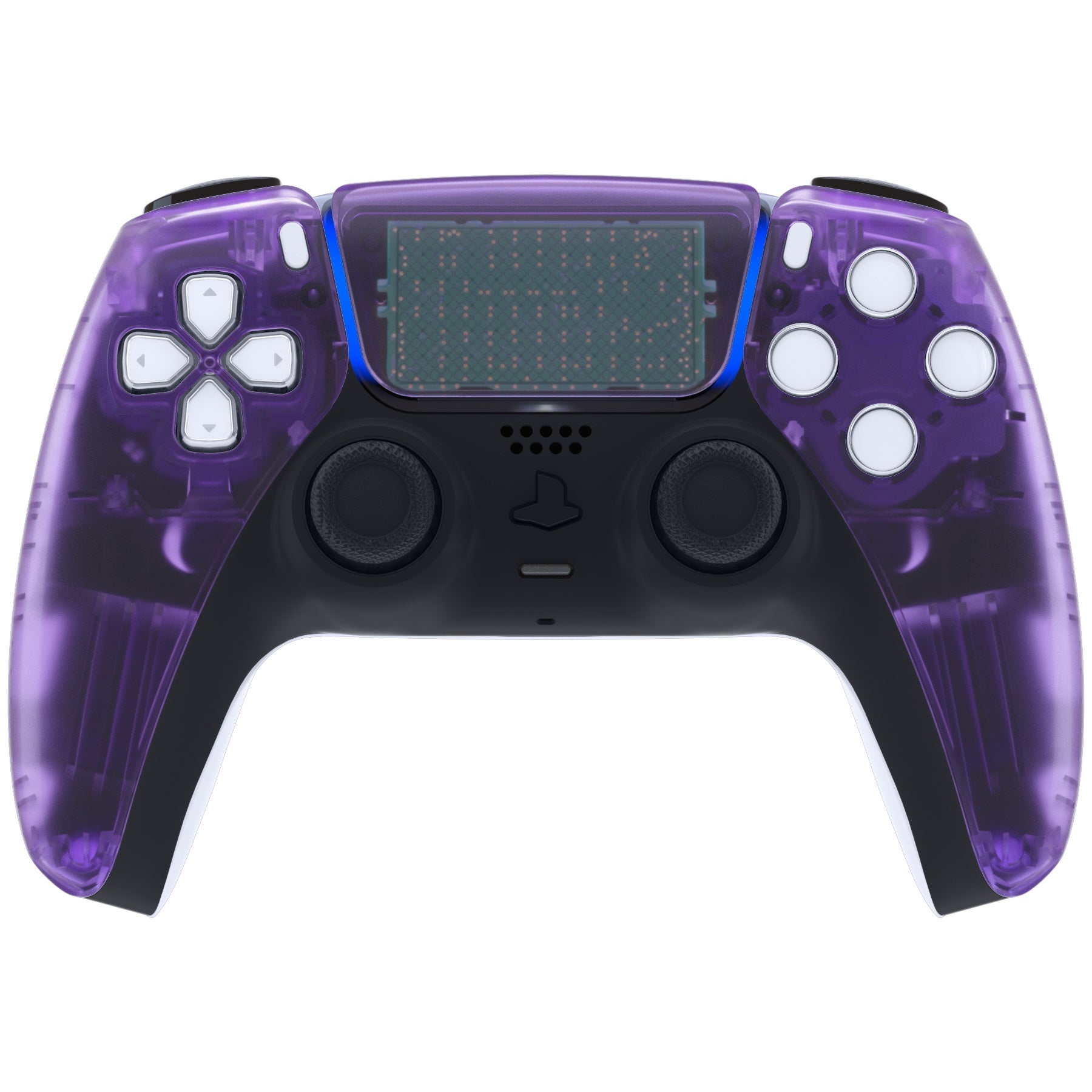 eXtremeRate Replacement Front Housing Shell with Touchpad Compatible with PS5 Controller BDM-010/020/030/040/050 - Clear Atomic Purple eXtremeRate