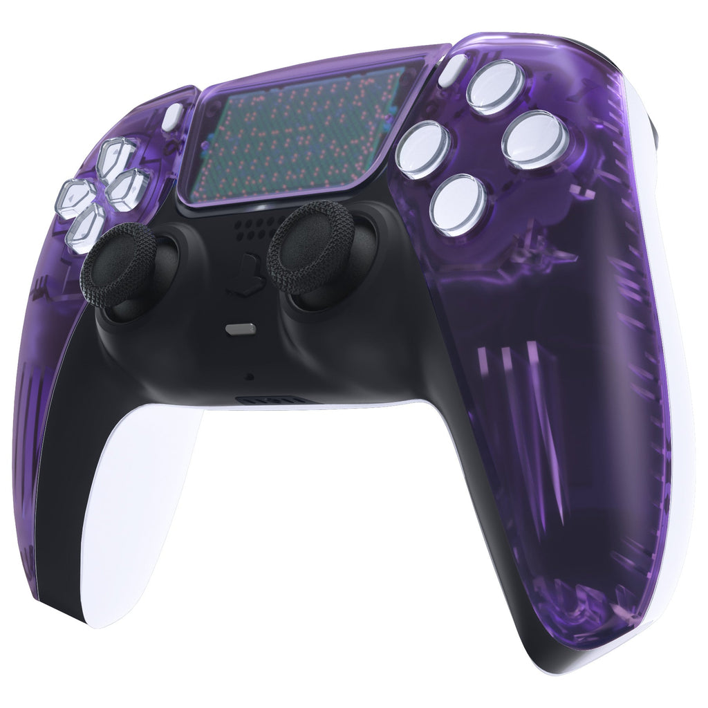 eXtremeRate Replacement Front Housing Shell with Touchpad Compatible with PS5 Controller BDM-010/020/030/040/050 - Clear Atomic Purple eXtremeRate