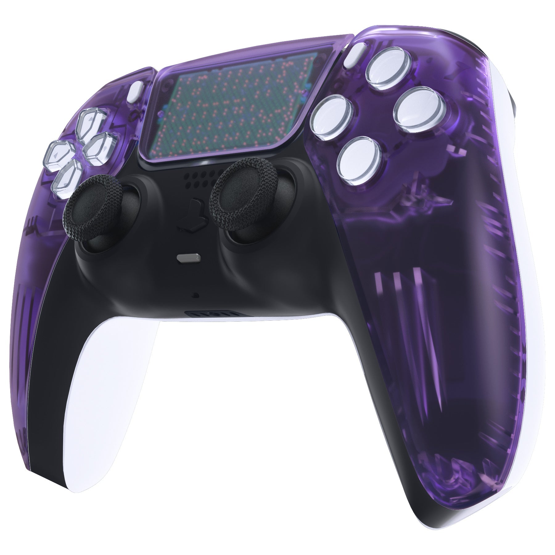 eXtremeRate Replacement Front Housing Shell with Touchpad Compatible with PS5 Controller BDM-010/020/030/040/050 - Clear Atomic Purple eXtremeRate