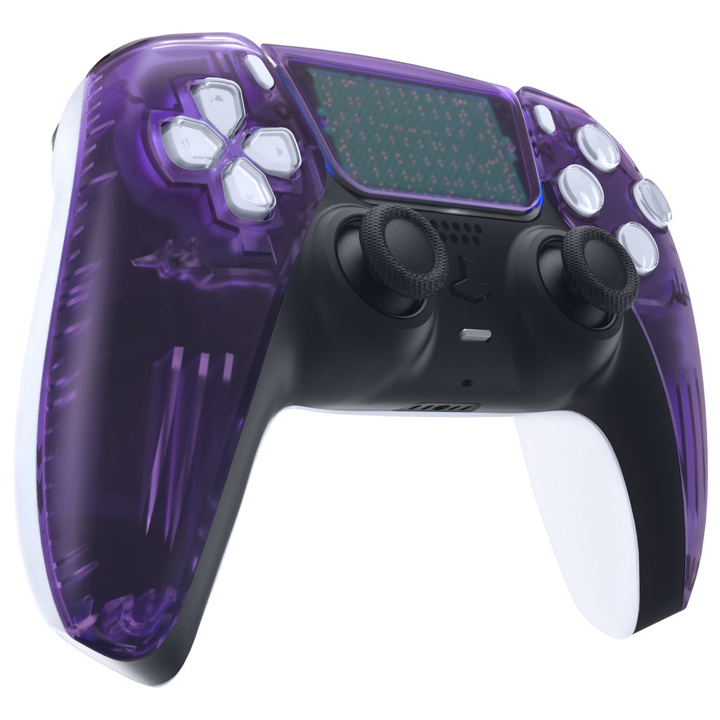 eXtremeRate Replacement Front Housing Shell with Touchpad Compatible with PS5 Controller BDM-010/020/030/040/050 - Clear Atomic Purple eXtremeRate
