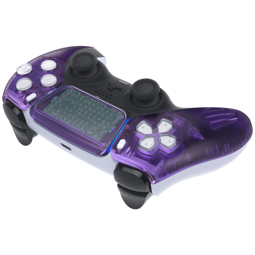 eXtremeRate Replacement Front Housing Shell with Touchpad Compatible with PS5 Controller BDM-010/020/030/040/050 - Clear Atomic Purple eXtremeRate