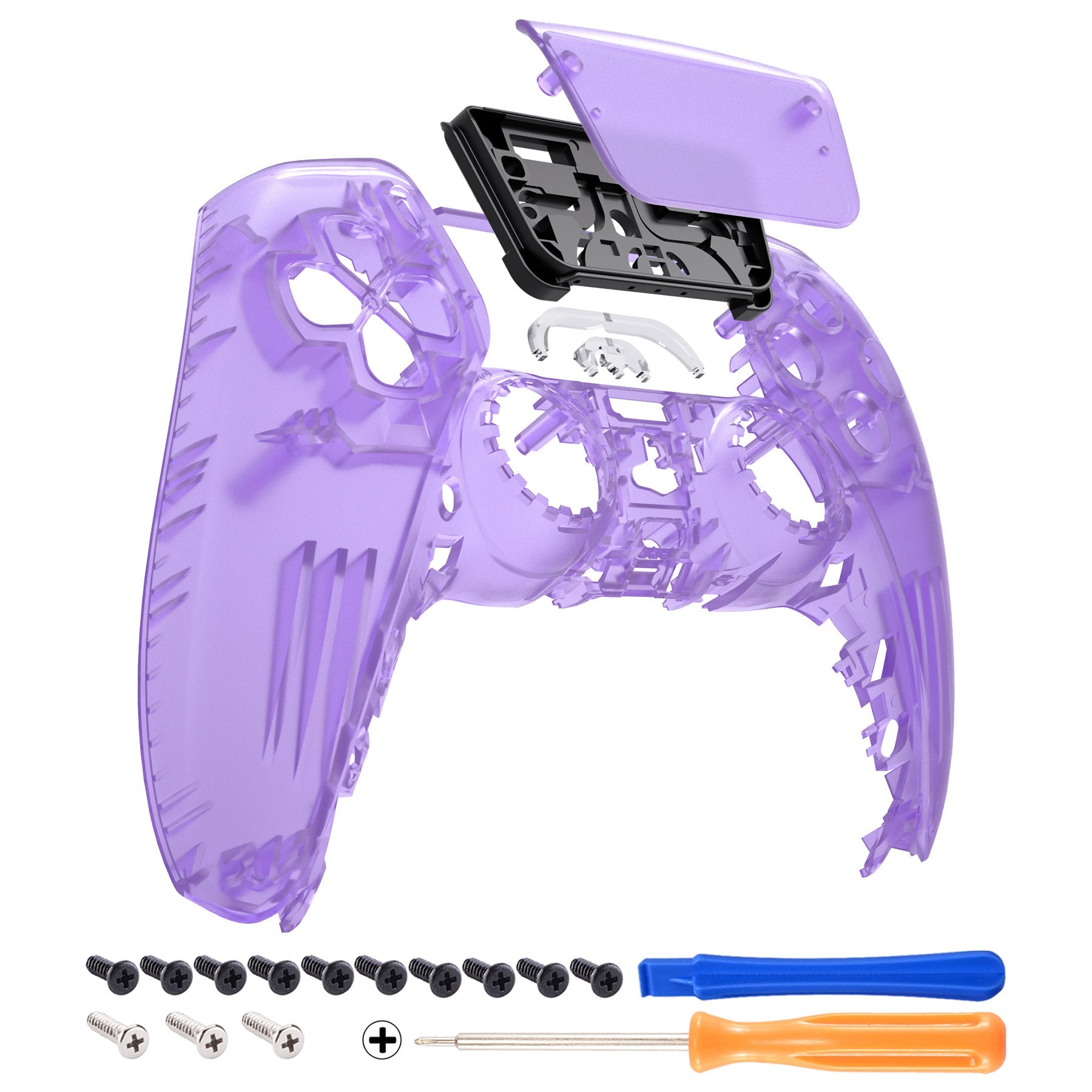 eXtremeRate Replacement Front Housing Shell with Touchpad Compatible with PS5 Controller BDM-010/020/030/040/050 - Clear Atomic Purple eXtremeRate