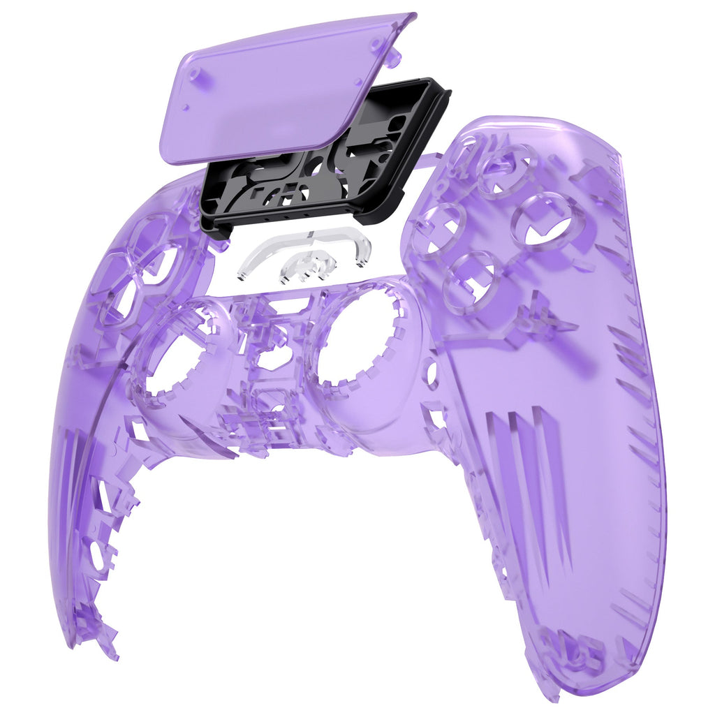 eXtremeRate Replacement Front Housing Shell with Touchpad Compatible with PS5 Controller BDM-010/020/030/040/050 - Clear Atomic Purple eXtremeRate