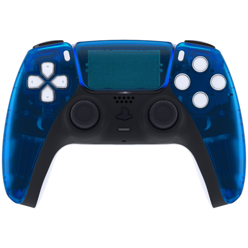 eXtremeRate Replacement Front Housing Shell with Touchpad Compatible with PS5 Controller BDM-010/020/030/040/050 - Clear Blue eXtremeRate