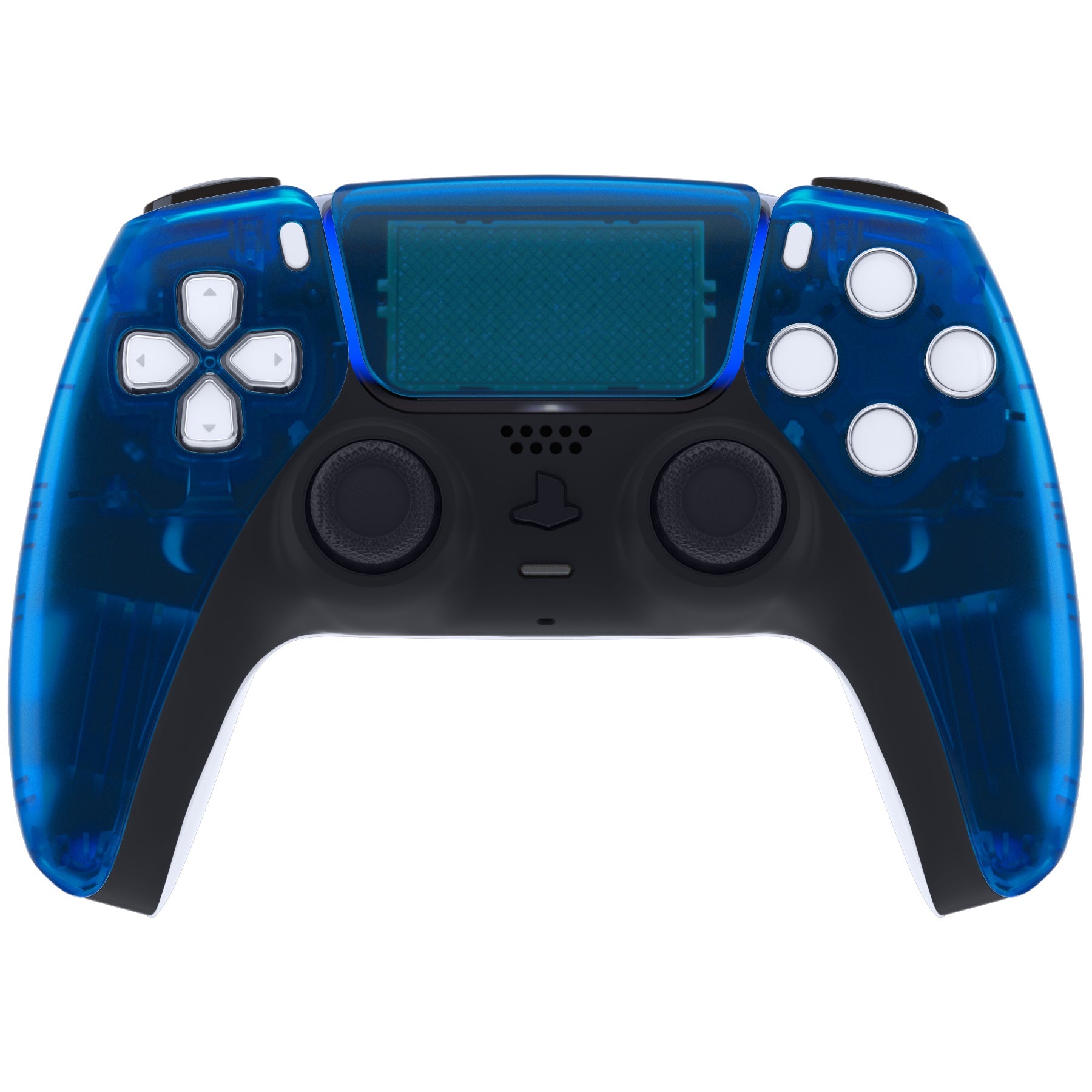 eXtremeRate Replacement Front Housing Shell with Touchpad Compatible with PS5 Controller BDM-010/020/030/040/050 - Clear Blue eXtremeRate