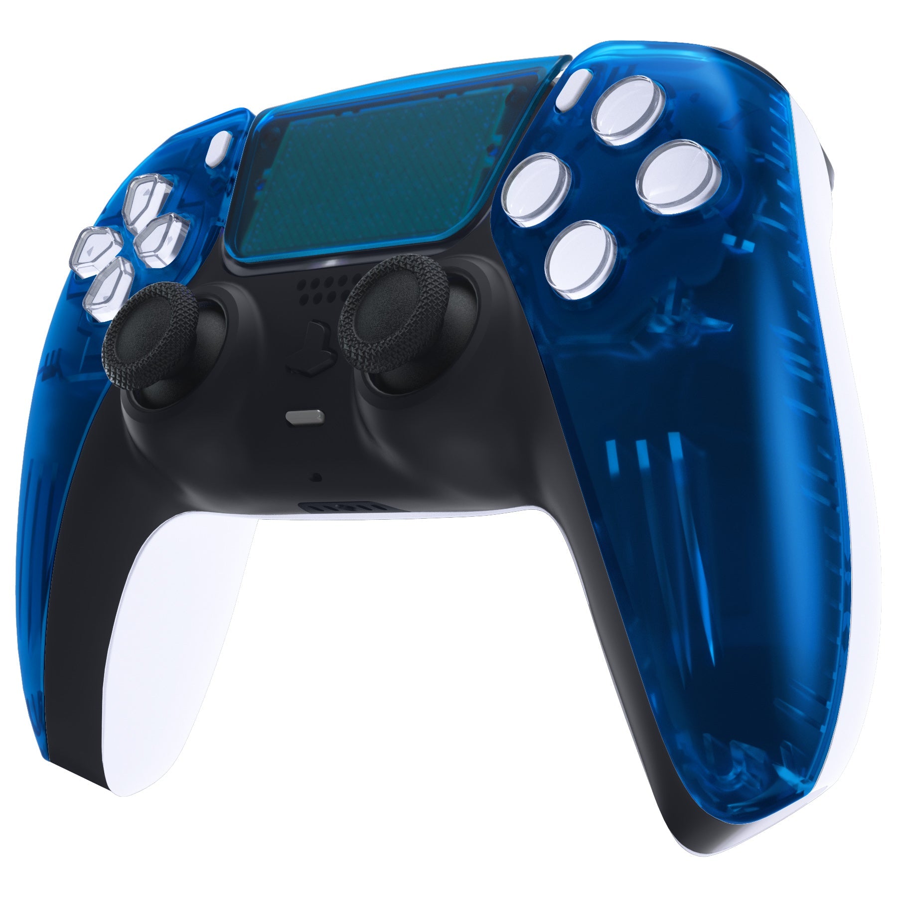 eXtremeRate Replacement Front Housing Shell with Touchpad Compatible with PS5 Controller BDM-010/020/030/040/050 - Clear Blue eXtremeRate