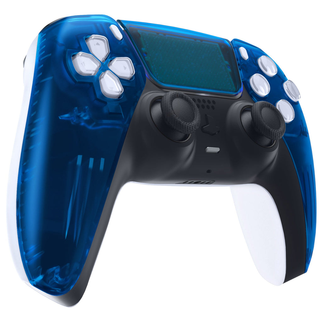 eXtremeRate Replacement Front Housing Shell with Touchpad Compatible with PS5 Controller BDM-010/020/030/040/050 - Clear Blue eXtremeRate