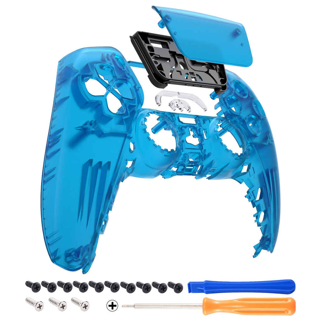 eXtremeRate Replacement Front Housing Shell with Touchpad Compatible with PS5 Controller BDM-010/020/030/040/050 - Clear Blue eXtremeRate