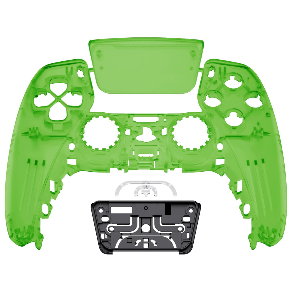 eXtremeRate Replacement Front Housing Shell with Touchpad Compatible with PS5 Controller BDM-010/020/030/040/050 - Clear Green eXtremeRate