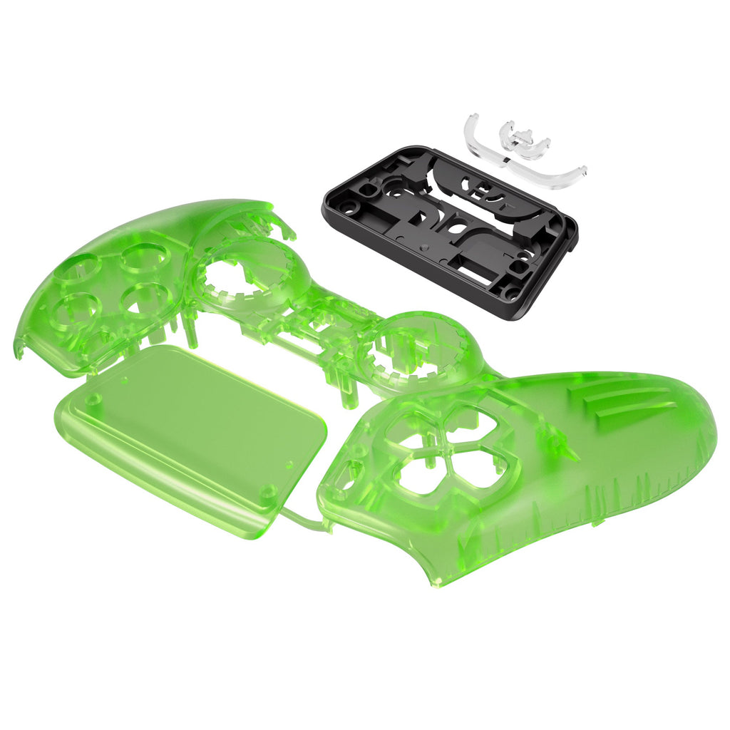 eXtremeRate Replacement Front Housing Shell with Touchpad Compatible with PS5 Controller BDM-010/020/030/040/050 - Clear Green eXtremeRate
