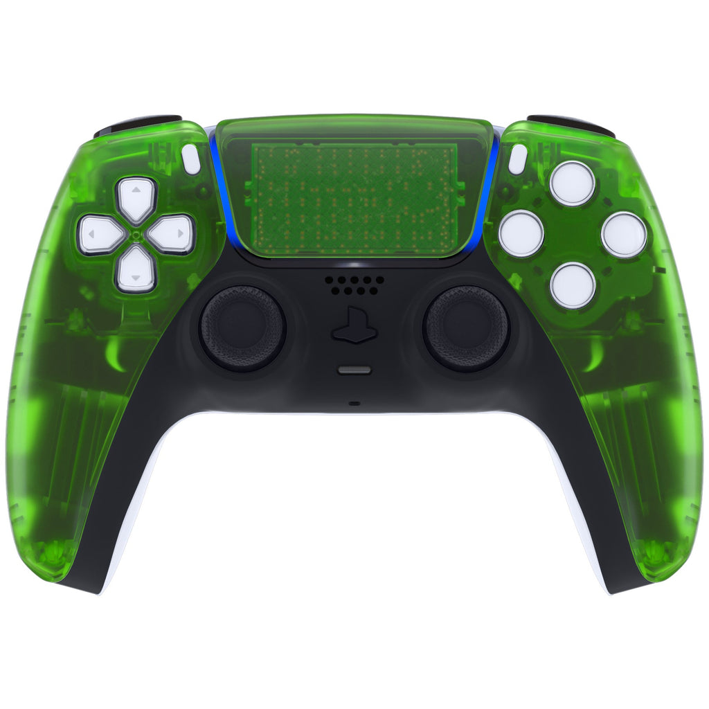 eXtremeRate Replacement Front Housing Shell with Touchpad Compatible with PS5 Controller BDM-010/020/030/040/050 - Clear Green eXtremeRate