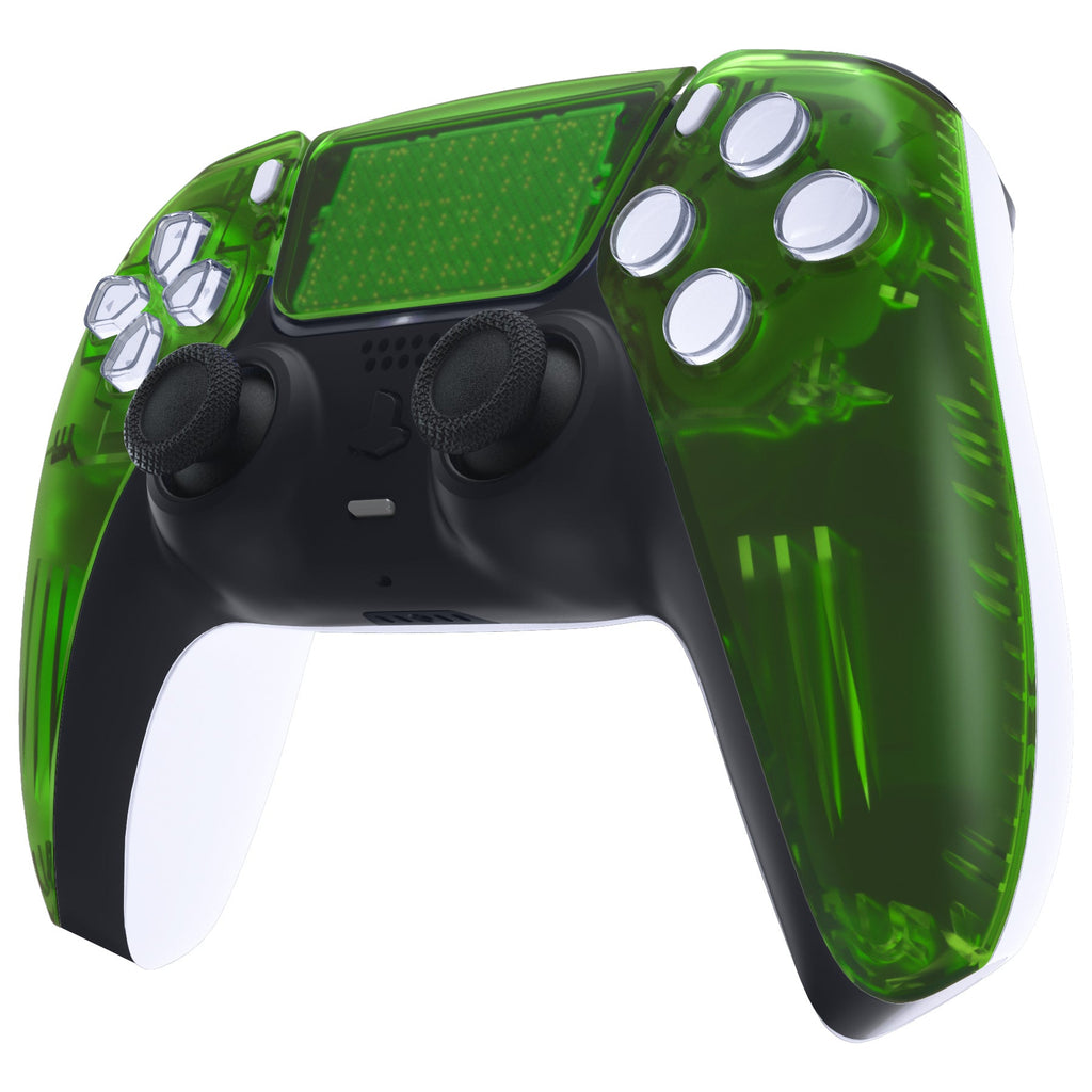 eXtremeRate Replacement Front Housing Shell with Touchpad Compatible with PS5 Controller BDM-010/020/030/040/050 - Clear Green eXtremeRate