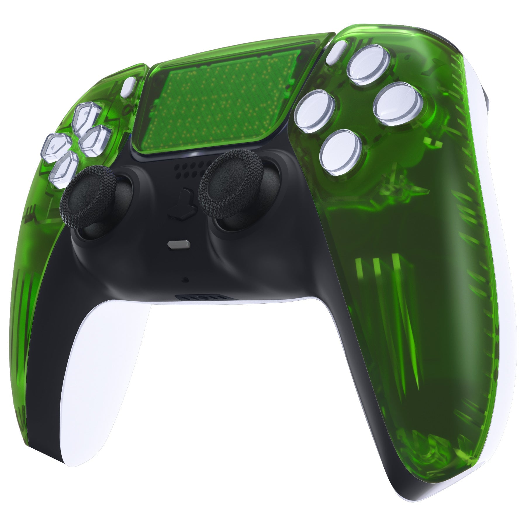 eXtremeRate Replacement Front Housing Shell with Touchpad Compatible with PS5 Controller BDM-010/020/030/040/050 - Clear Green eXtremeRate