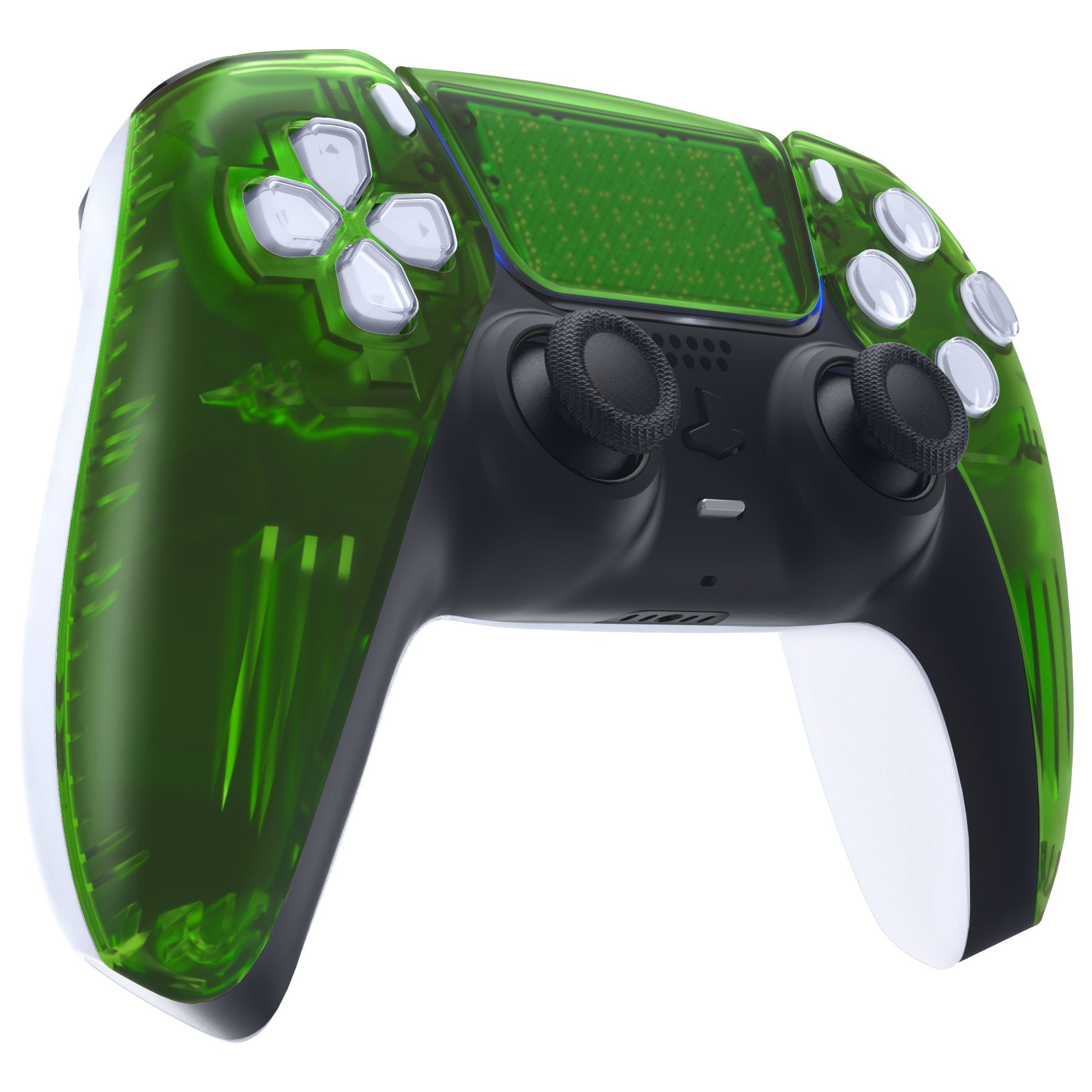 eXtremeRate Replacement Front Housing Shell with Touchpad Compatible with PS5 Controller BDM-010/020/030/040/050 - Clear Green eXtremeRate