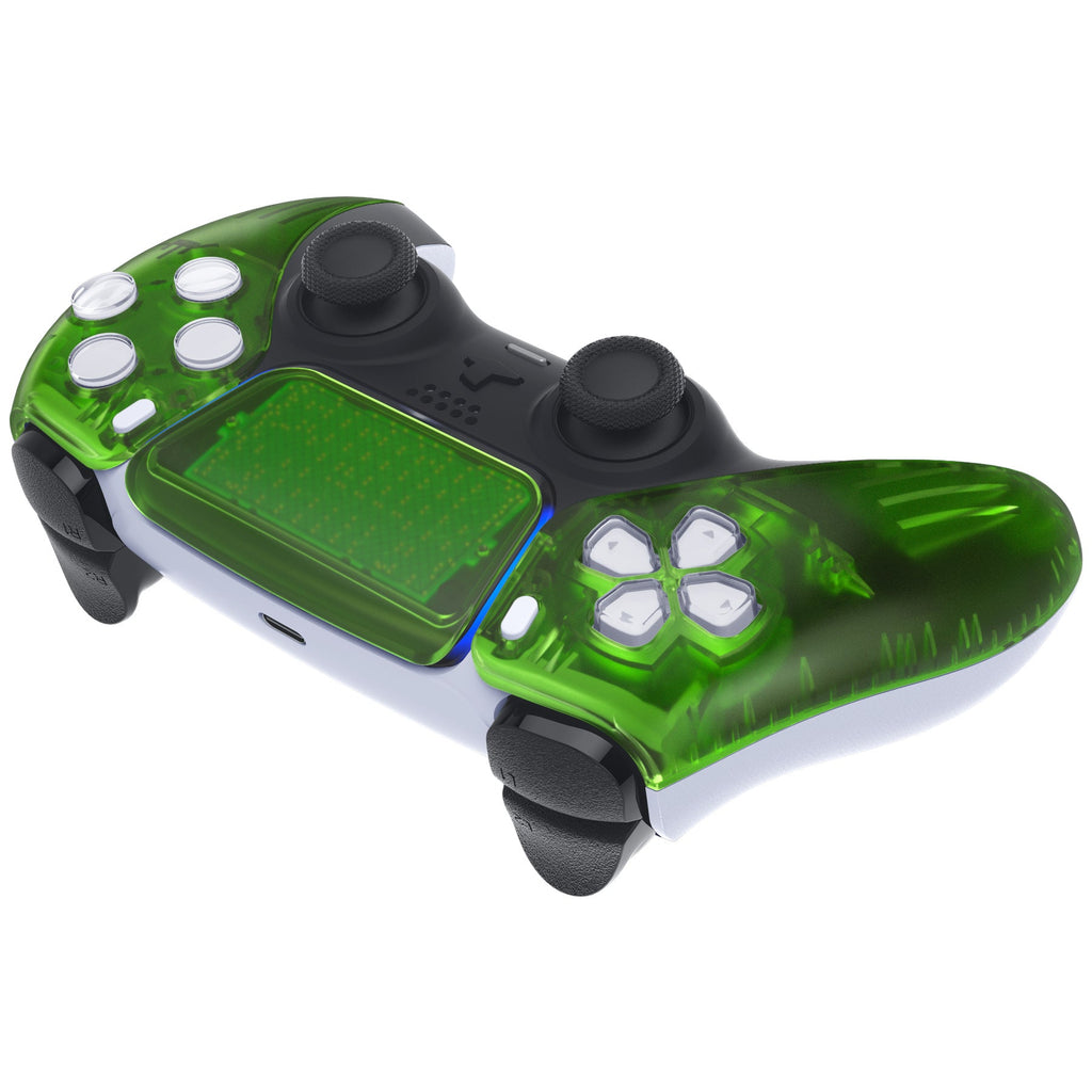 eXtremeRate Replacement Front Housing Shell with Touchpad Compatible with PS5 Controller BDM-010/020/030/040/050 - Clear Green eXtremeRate