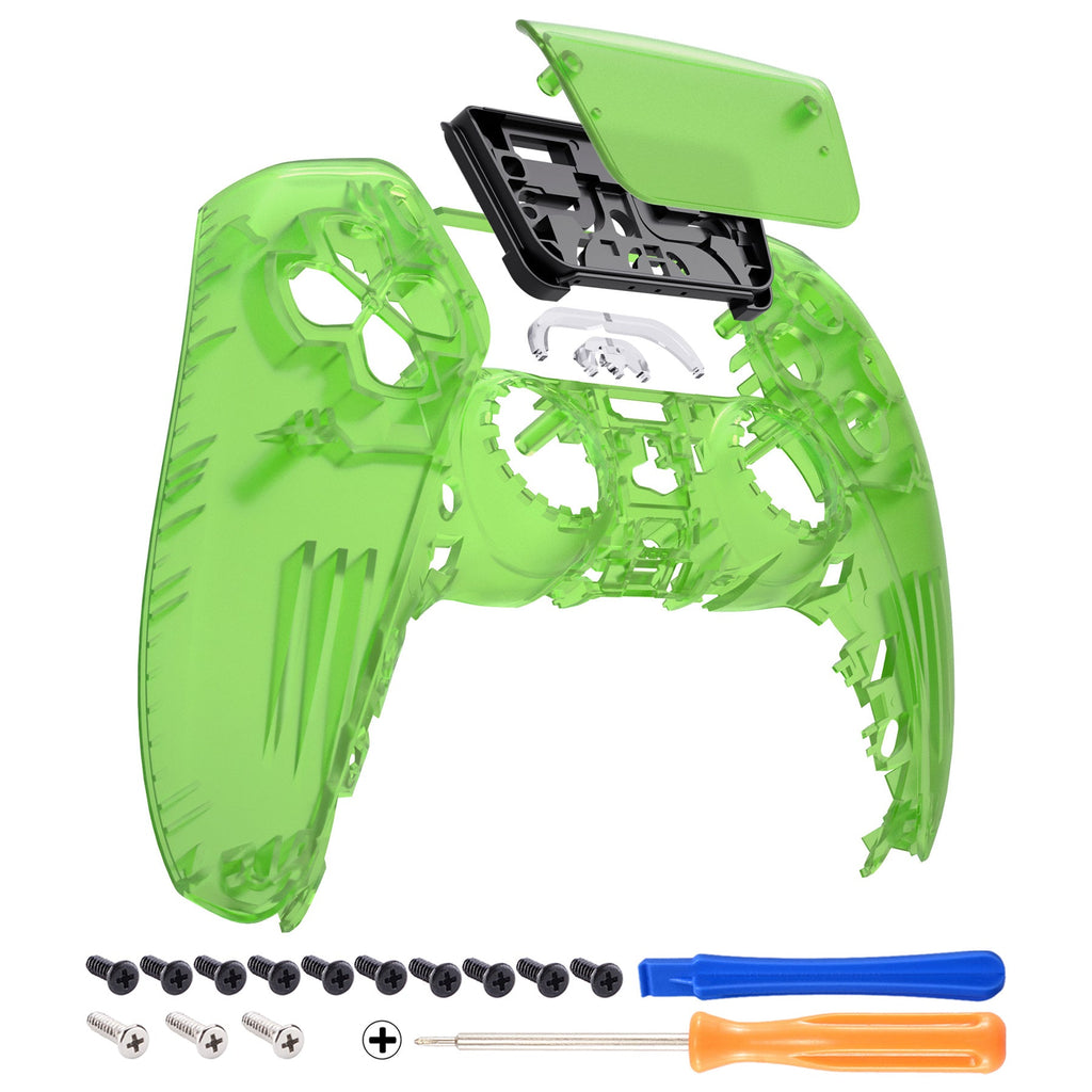 eXtremeRate Replacement Front Housing Shell with Touchpad Compatible with PS5 Controller BDM-010/020/030/040/050 - Clear Green eXtremeRate