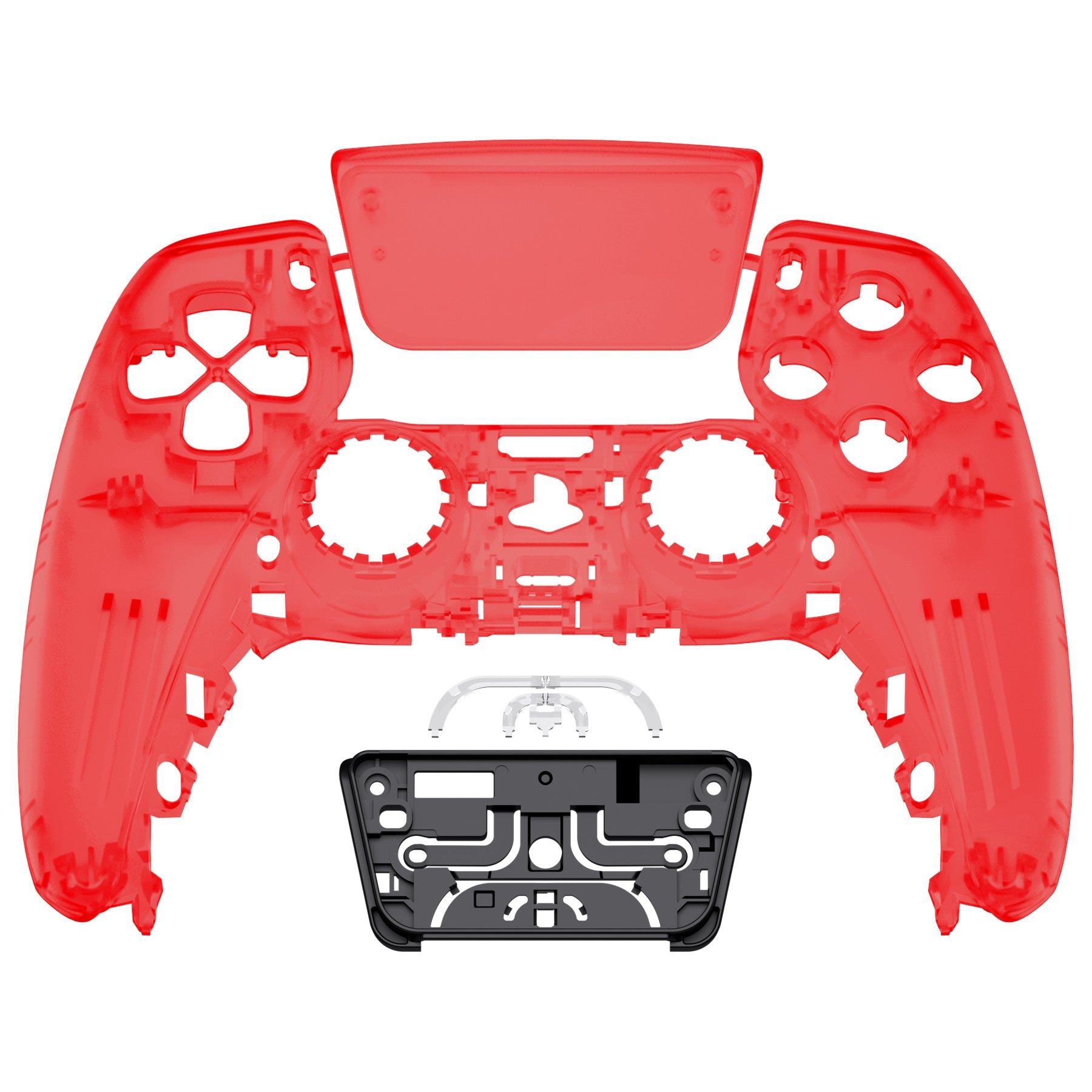 eXtremeRate Replacement Front Housing Shell with Touchpad Compatible with PS5 Controller BDM-010/020/030/040/050 - Clear Red eXtremeRate