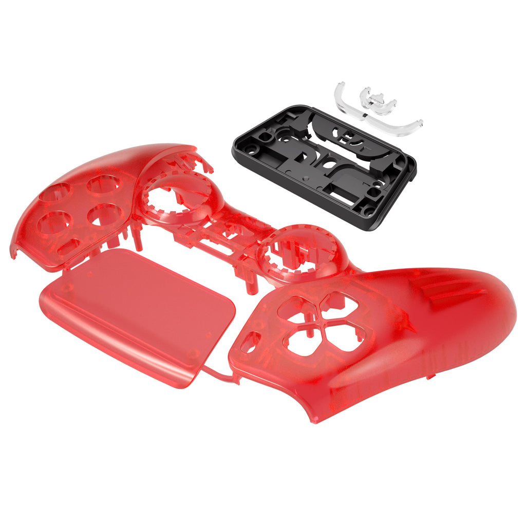 eXtremeRate Replacement Front Housing Shell with Touchpad Compatible with PS5 Controller BDM-010/020/030/040/050 - Clear Red eXtremeRate