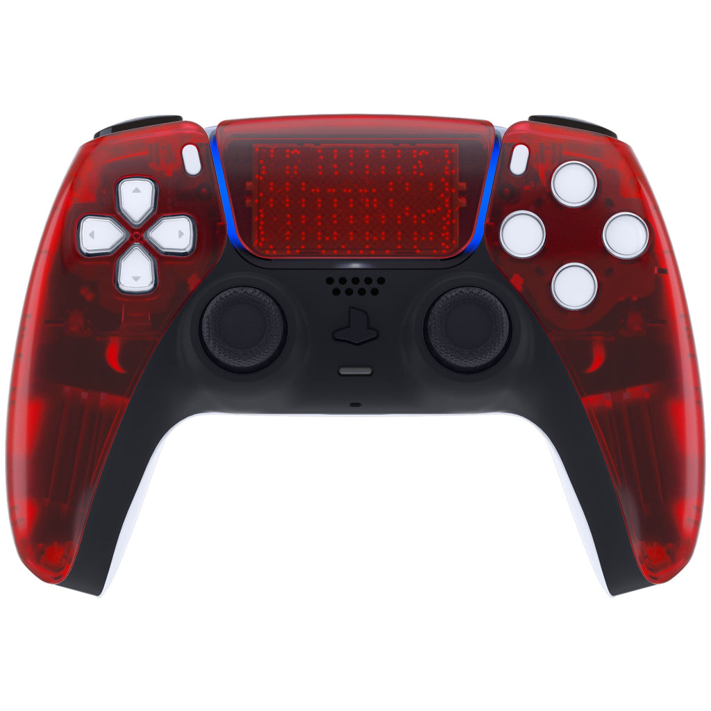 eXtremeRate Replacement Front Housing Shell with Touchpad Compatible with PS5 Controller BDM-010/020/030/040/050 - Clear Red eXtremeRate