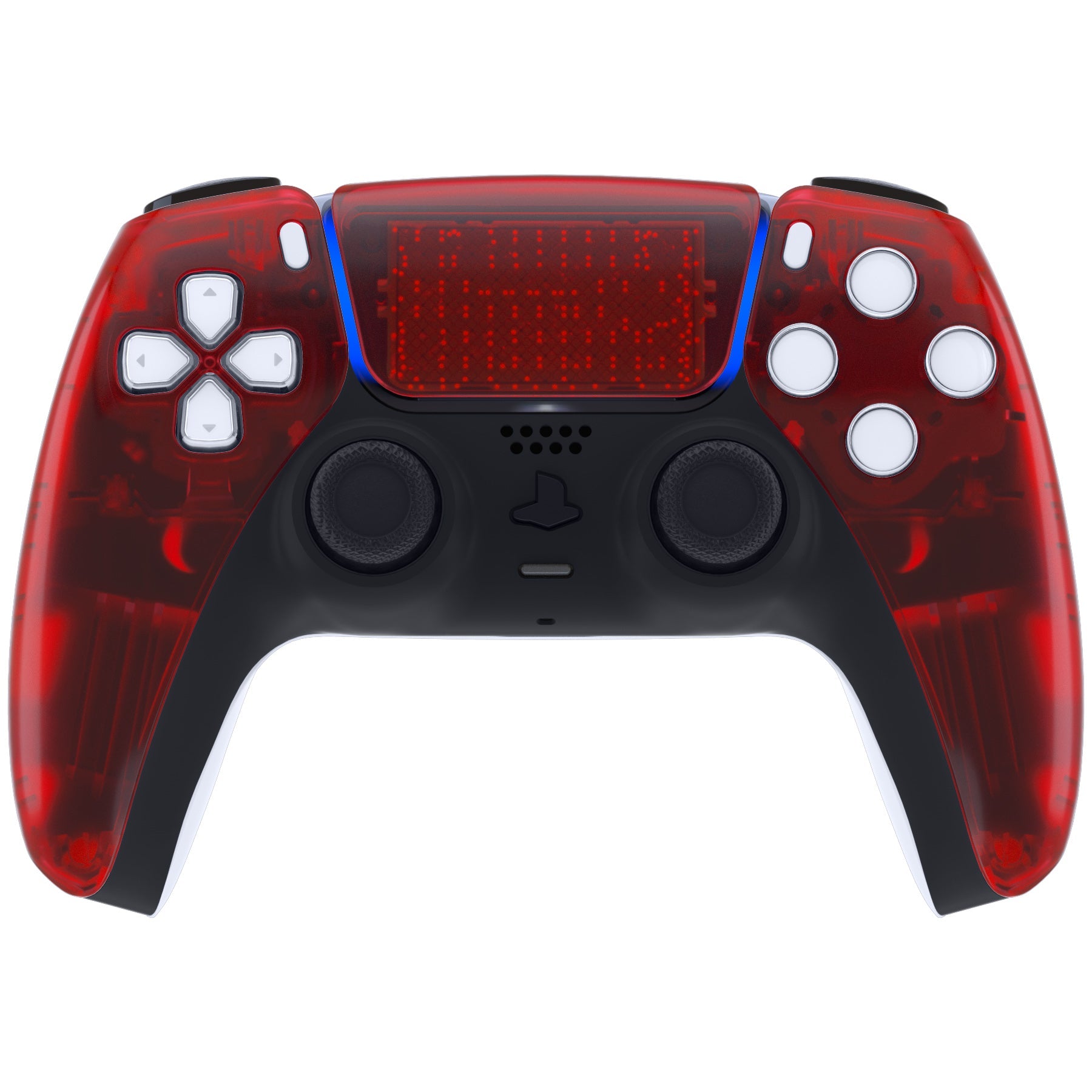 eXtremeRate Replacement Front Housing Shell with Touchpad Compatible with PS5 Controller BDM-010/020/030/040/050 - Clear Red eXtremeRate