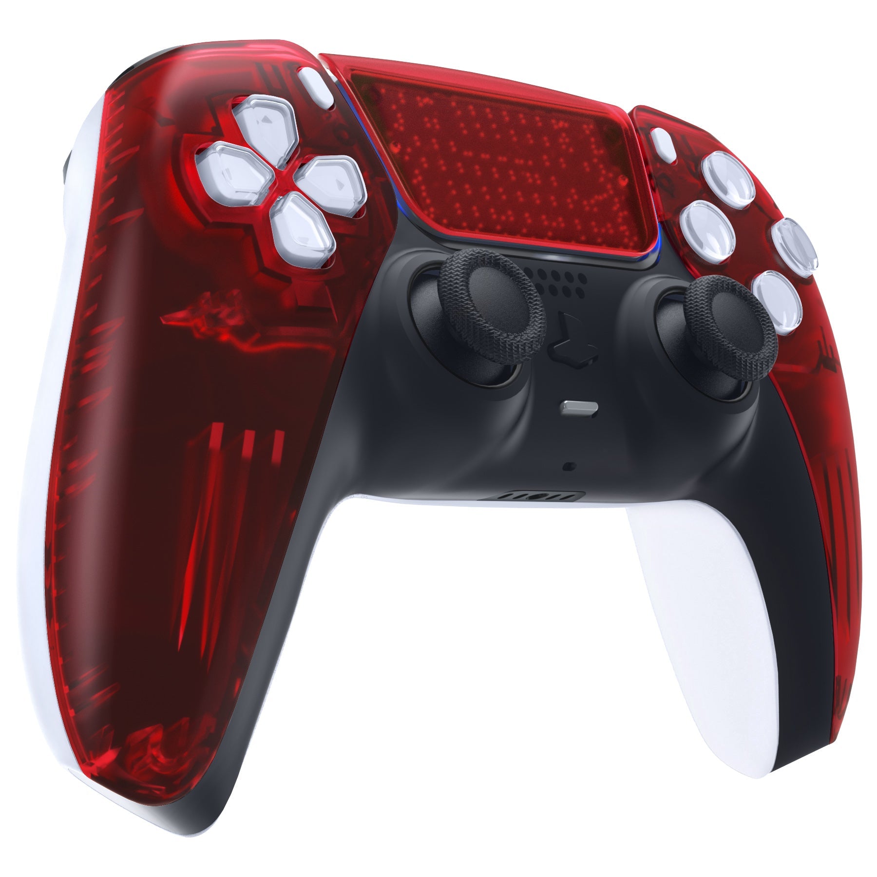 eXtremeRate Replacement Front Housing Shell with Touchpad Compatible with PS5 Controller BDM-010/020/030/040/050 - Clear Red eXtremeRate