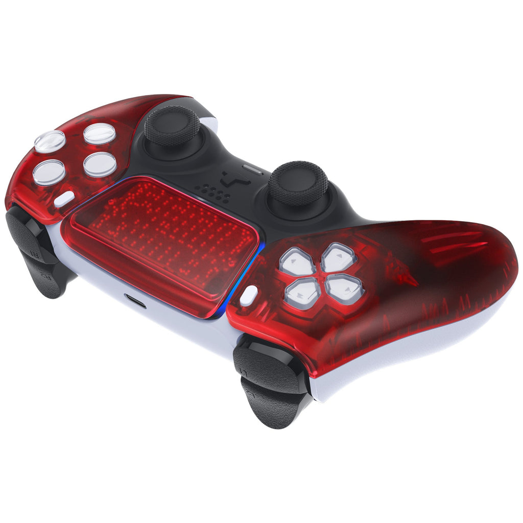 eXtremeRate Replacement Front Housing Shell with Touchpad Compatible with PS5 Controller BDM-010/020/030/040/050 - Clear Red eXtremeRate