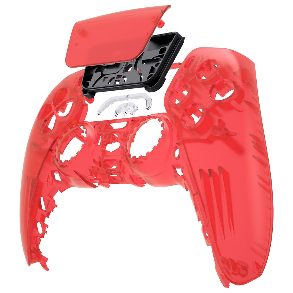 eXtremeRate Replacement Front Housing Shell with Touchpad Compatible with PS5 Controller BDM-010/020/030/040/050 - Clear Red eXtremeRate