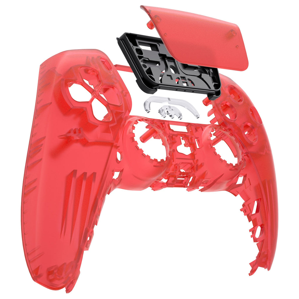eXtremeRate Replacement Front Housing Shell with Touchpad Compatible with PS5 Controller BDM-010/020/030/040/050 - Clear Red eXtremeRate
