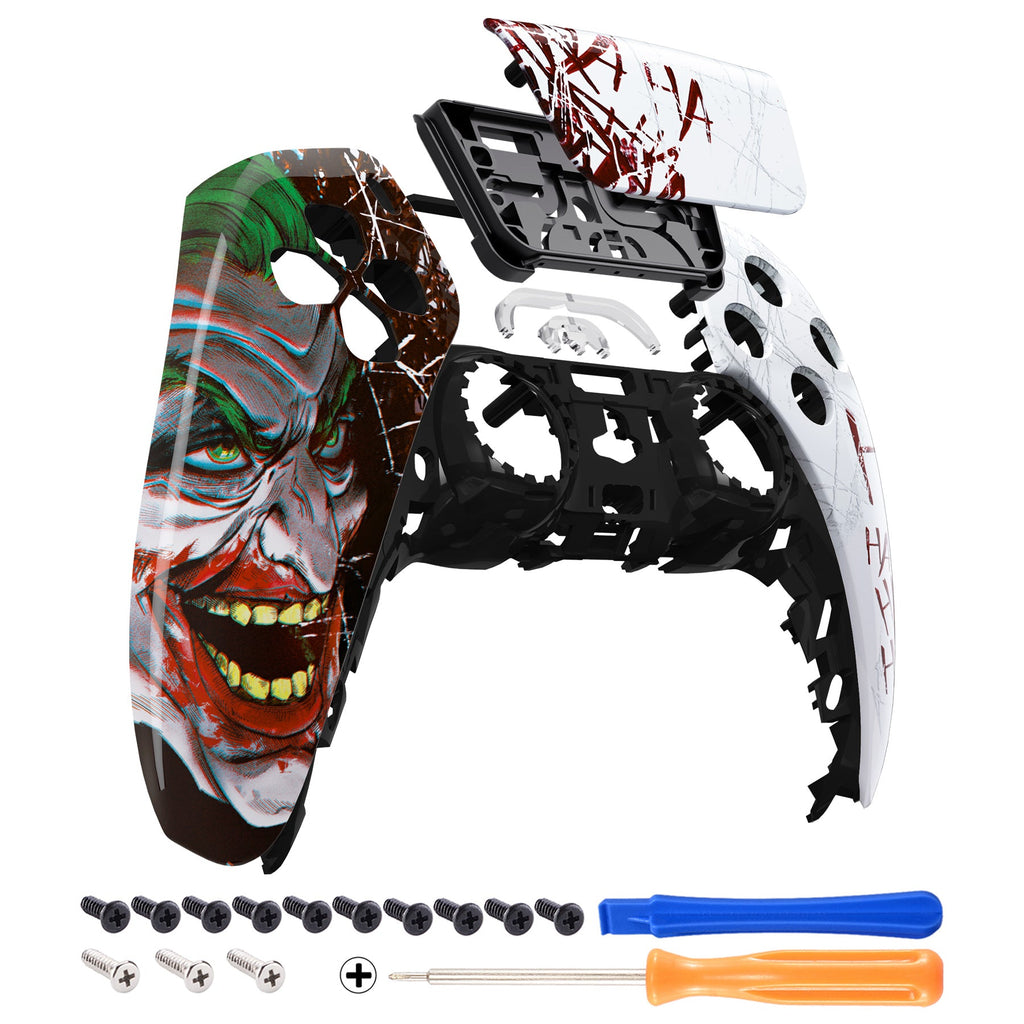 eXtremeRate Replacement Front Housing Shell with Touchpad Compatible with PS5 Controller BDM-010/020/030/040/050/060 - Clown HAHAHA eXtremeRate