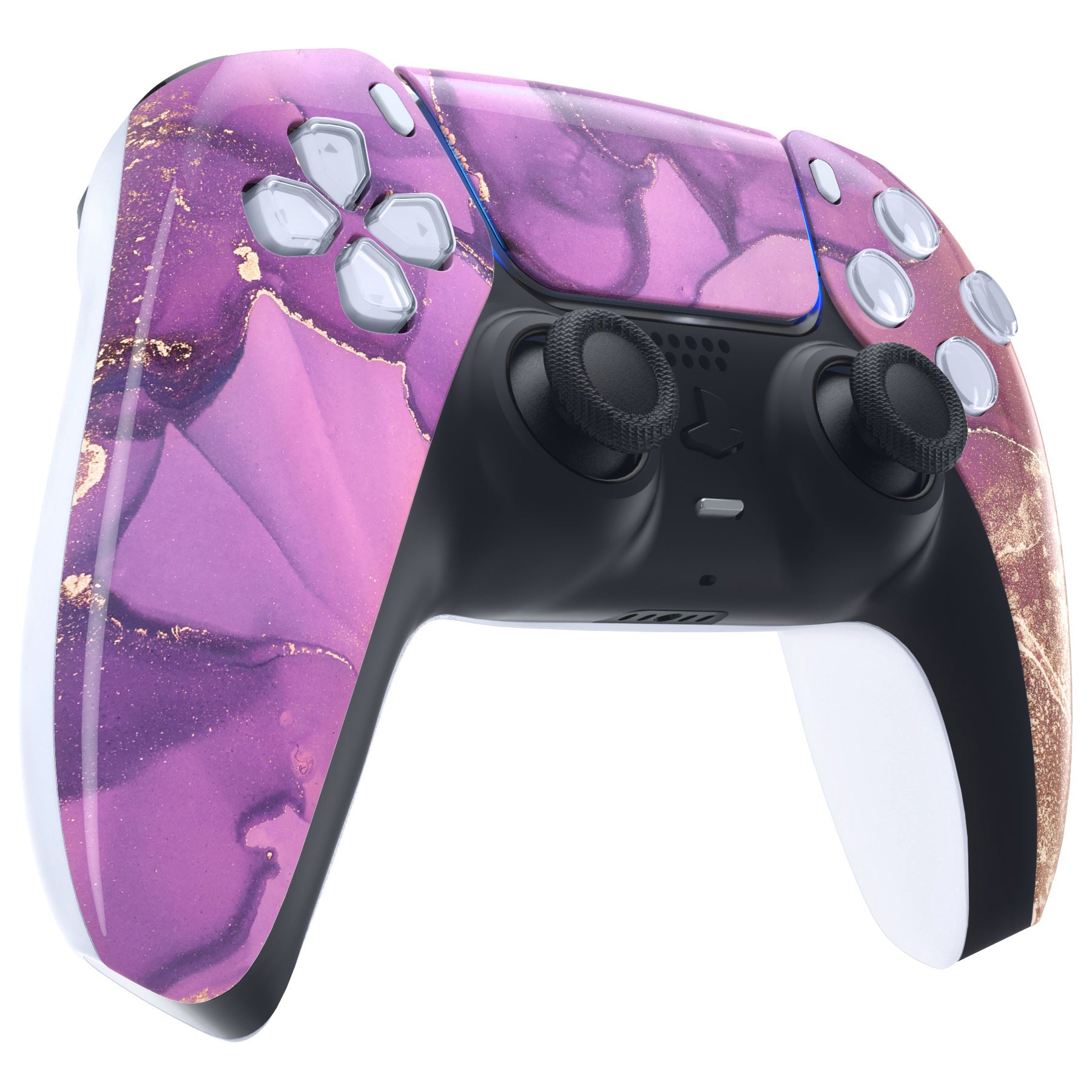 eXtremeRate Replacement Front Housing Shell with Touchpad Compatible with PS5 Controller BDM-010/020/030/040/050 - Cosmic Purple Gold Marble eXtremeRate
