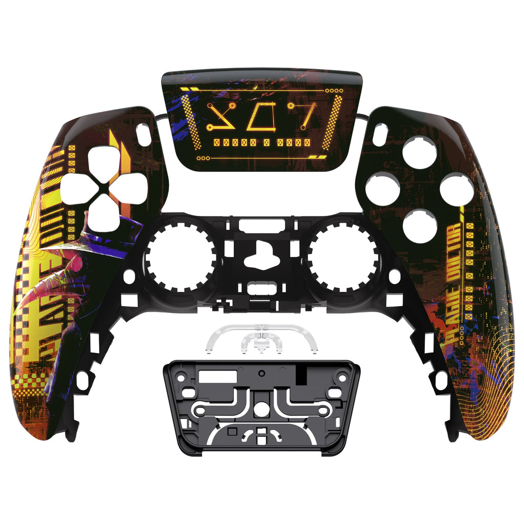 eXtremeRate Replacement Front Housing Shell with Touchpad Compatible with PS5 Controller BDM-010/020/030/040/050 - Cyber Plague eXtremeRate