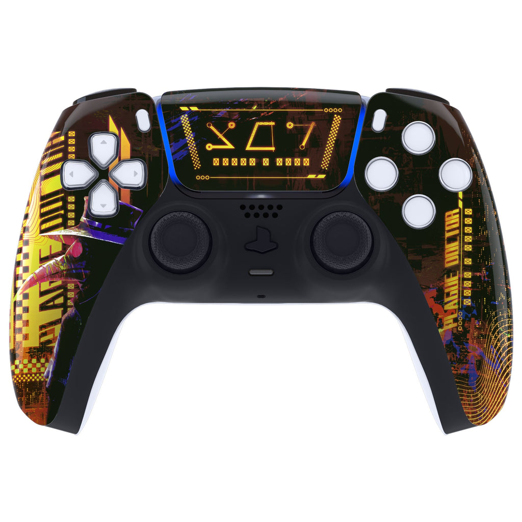 eXtremeRate Replacement Front Housing Shell with Touchpad Compatible with PS5 Controller BDM-010/020/030/040/050 - Cyber Plague eXtremeRate