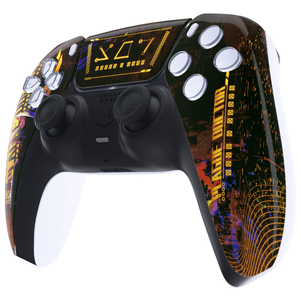 eXtremeRate Replacement Front Housing Shell with Touchpad Compatible with PS5 Controller BDM-010/020/030/040/050 - Cyber Plague eXtremeRate