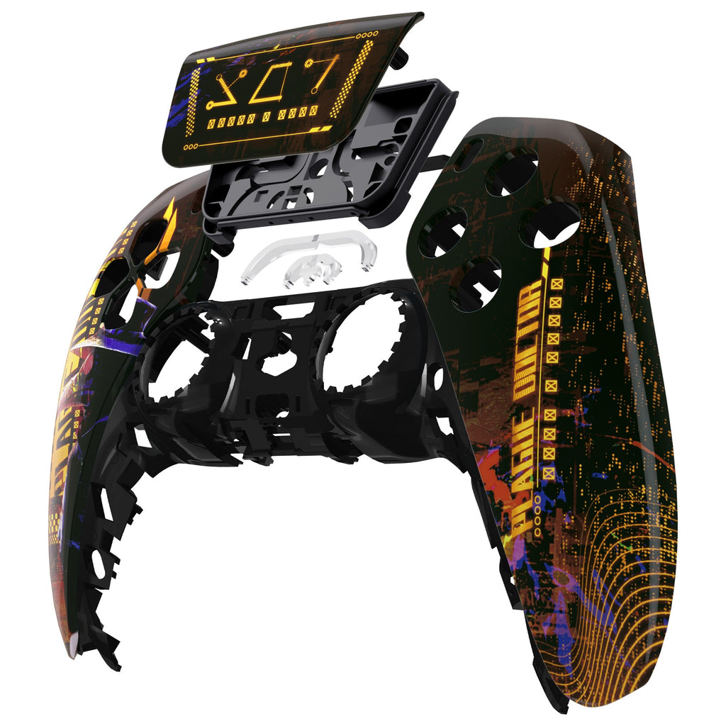 eXtremeRate Replacement Front Housing Shell with Touchpad Compatible with PS5 Controller BDM-010/020/030/040/050 - Cyber Plague eXtremeRate