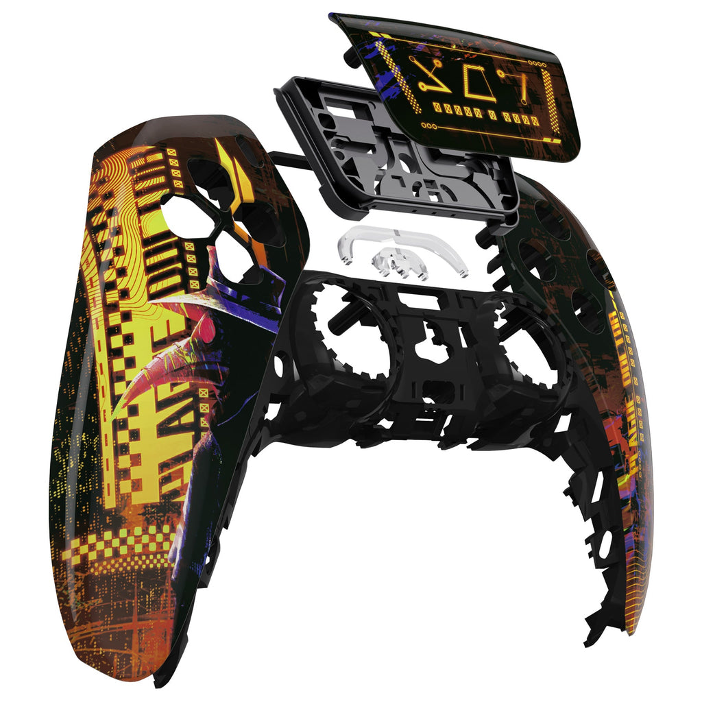 eXtremeRate Replacement Front Housing Shell with Touchpad Compatible with PS5 Controller BDM-010/020/030/040/050 - Cyber Plague eXtremeRate