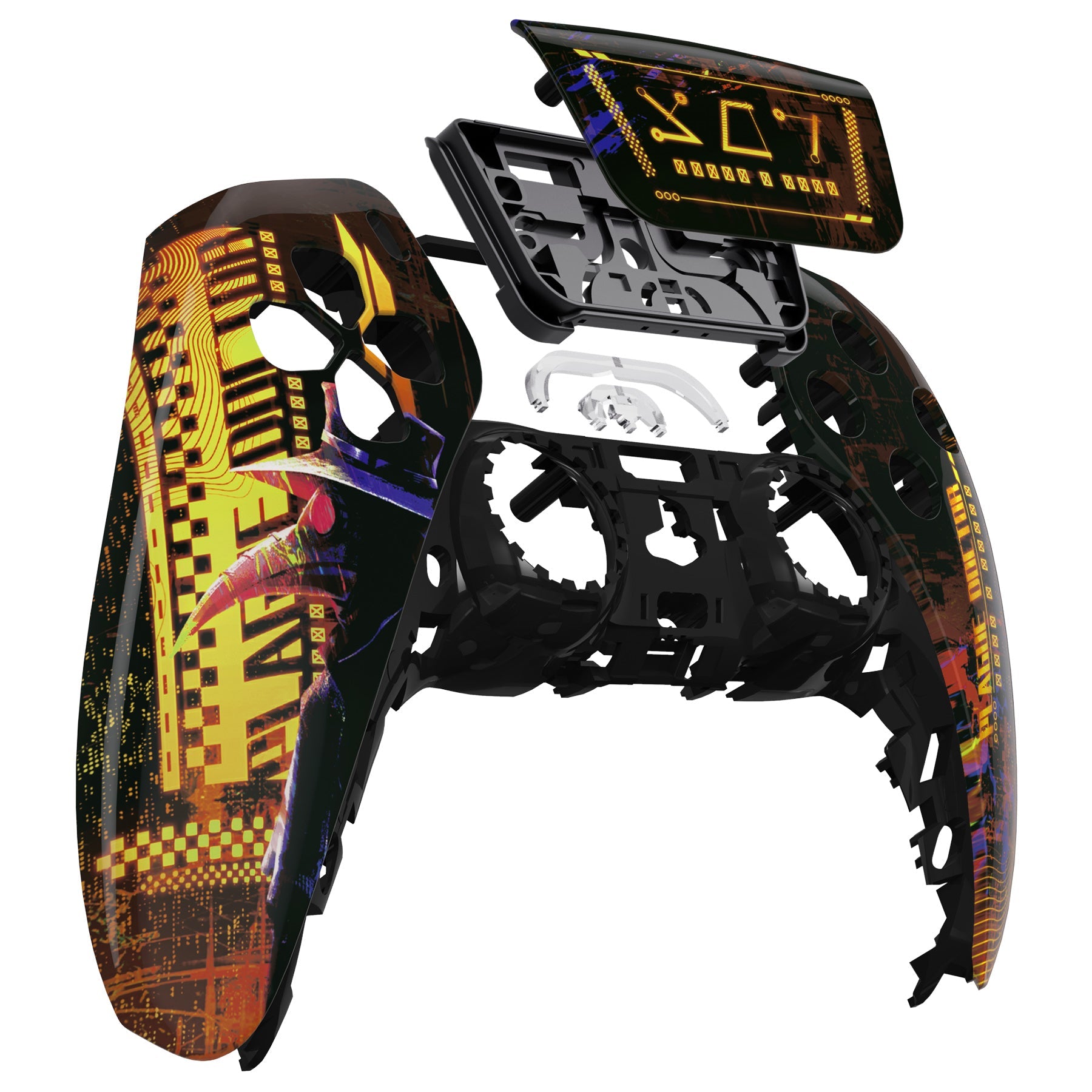 eXtremeRate Replacement Front Housing Shell with Touchpad Compatible with PS5 Controller BDM-010/020/030/040/050 - Cyber Plague eXtremeRate