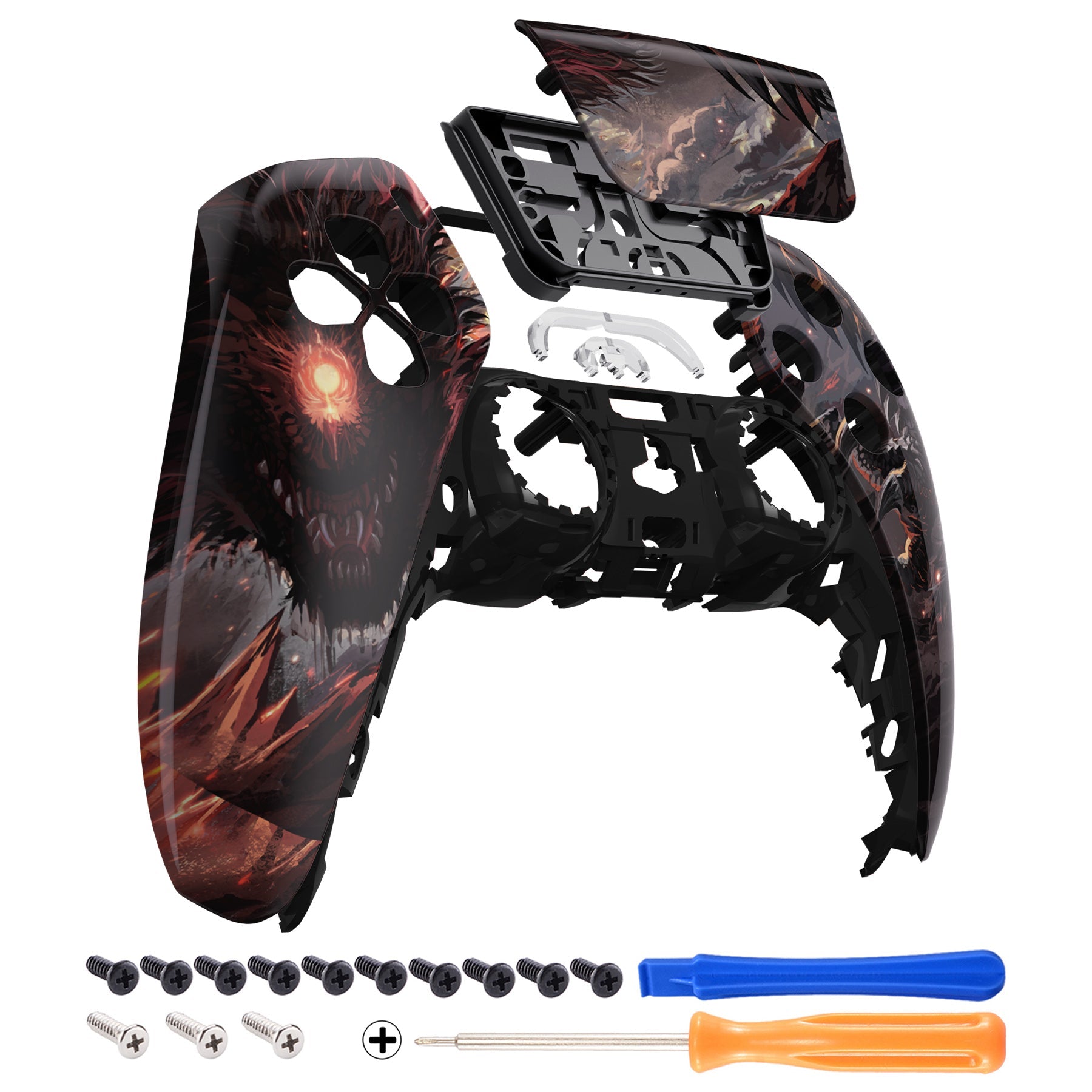 eXtremeRate Replacement Front Housing Shell with Touchpad Compatible with PS5 Controller BDM-010/020/030/040/050 - Cyclops Dragon eXtremeRate