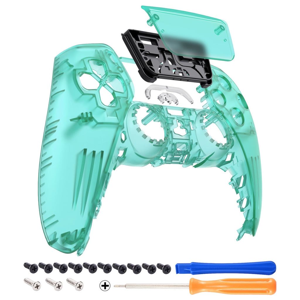 eXtremeRate Replacement Front Housing Shell with Touchpad Compatible with PS5 Controller BDM-010/020/030/040/050 - Emerald Green eXtremeRate