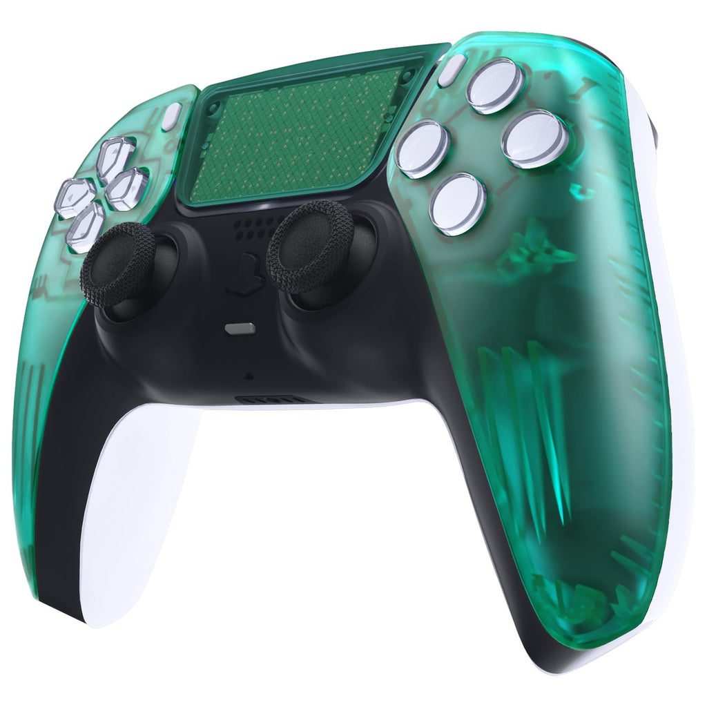 eXtremeRate Replacement Front Housing Shell with Touchpad Compatible with PS5 Controller BDM-010/020/030/040/050 - Emerald Green eXtremeRate