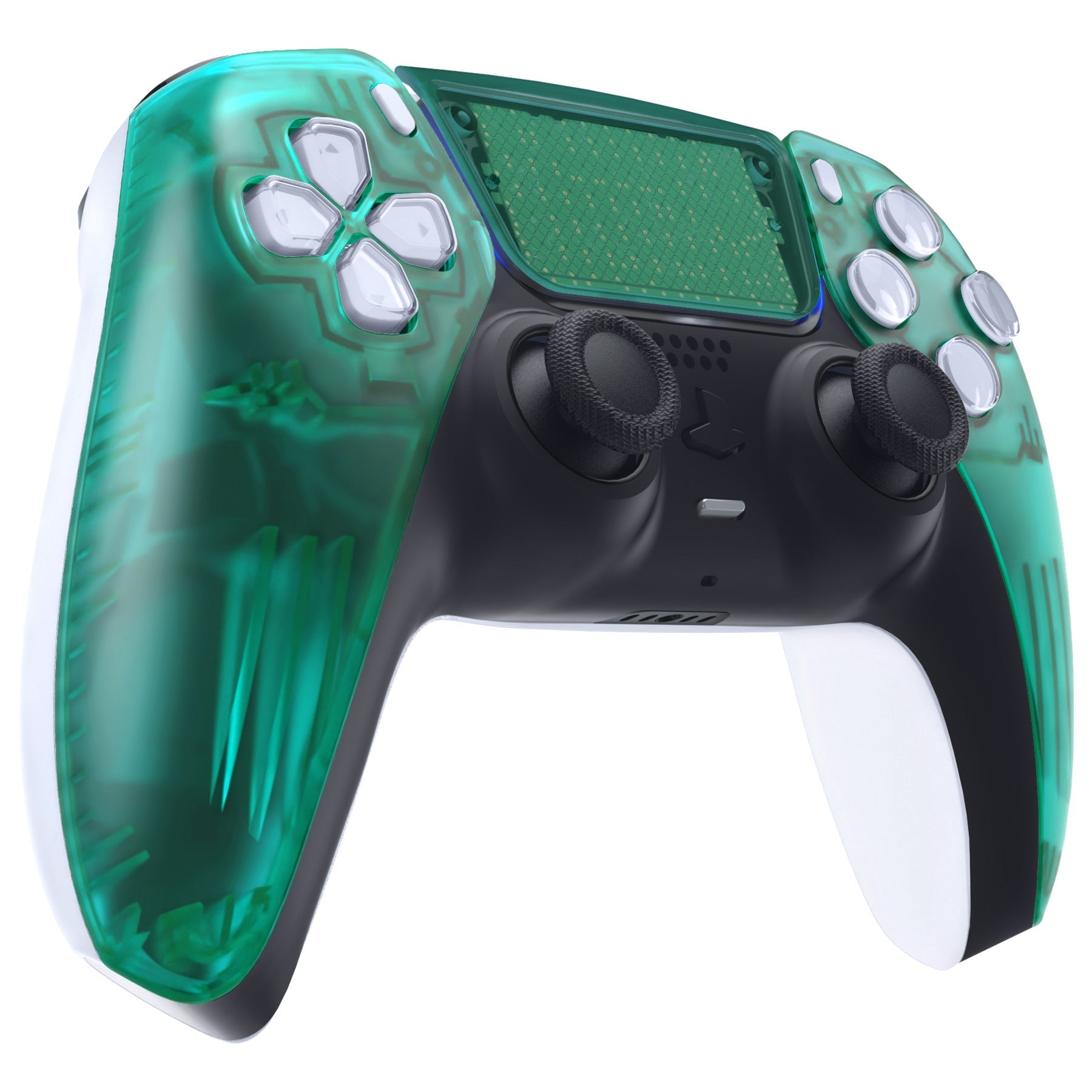 eXtremeRate Replacement Front Housing Shell with Touchpad Compatible with PS5 Controller BDM-010/020/030/040/050 - Emerald Green eXtremeRate