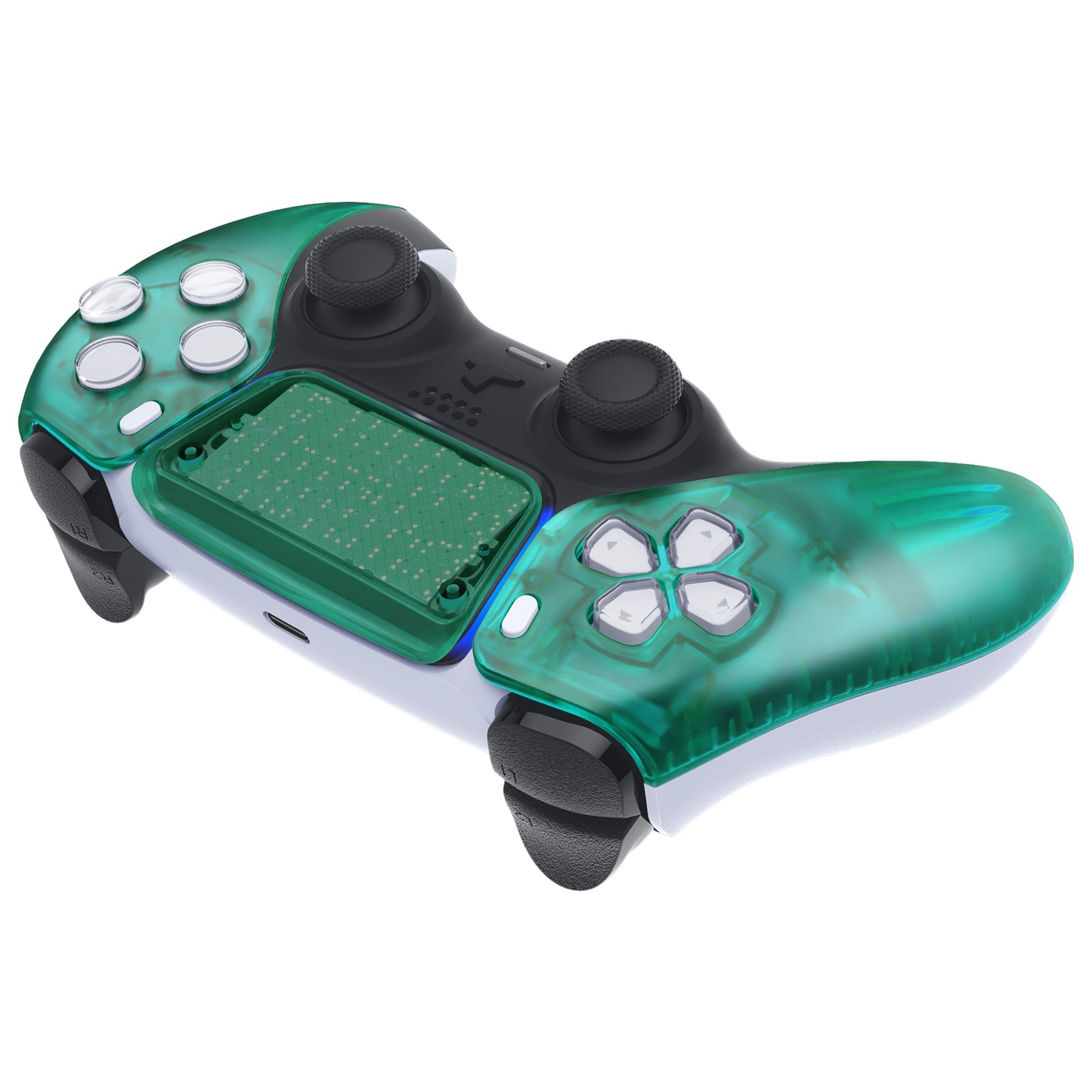 eXtremeRate Replacement Front Housing Shell with Touchpad Compatible with PS5 Controller BDM-010/020/030/040/050 - Emerald Green eXtremeRate